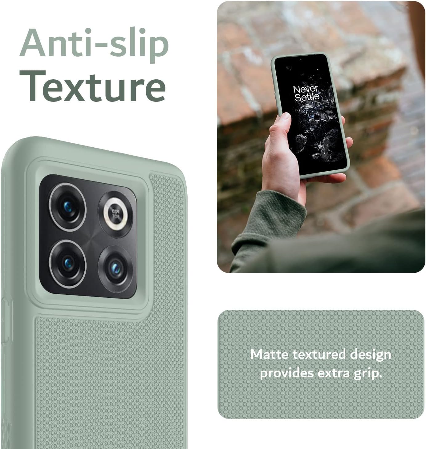 TUDIA Dualshield Grip Designed for Oneplus10T Case 5G, [Mergegrip] Shockproof Military Grade Slim Dual Layer Protection for Oneplus 10T 5G Case - Green Lily  TUDIA   