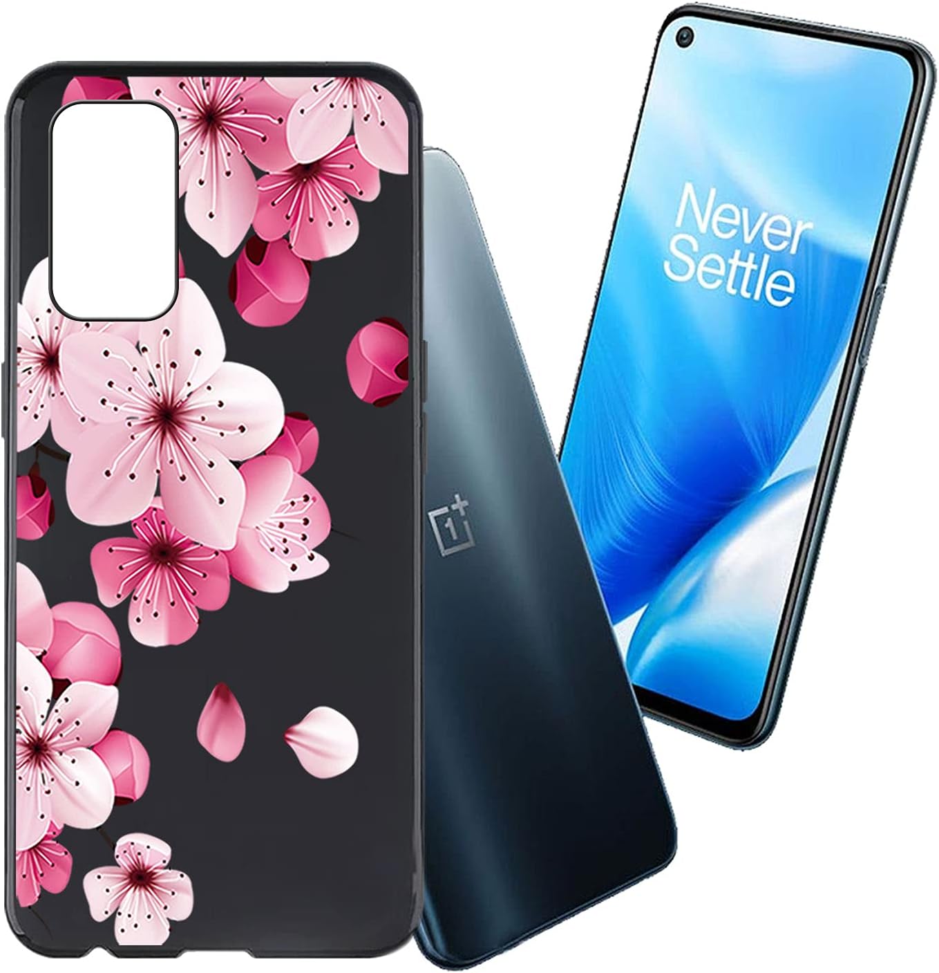 AQGG for Oneplus Nord N200 5G [6.49] Case, Soft Silicone Bumper Shell Black Flexible Rubber Phone Protective Cases TPU Cover for Oneplus Nord N200 5G -Black, (6.49 Inches)  AQGG Fresh Flowers - 113  