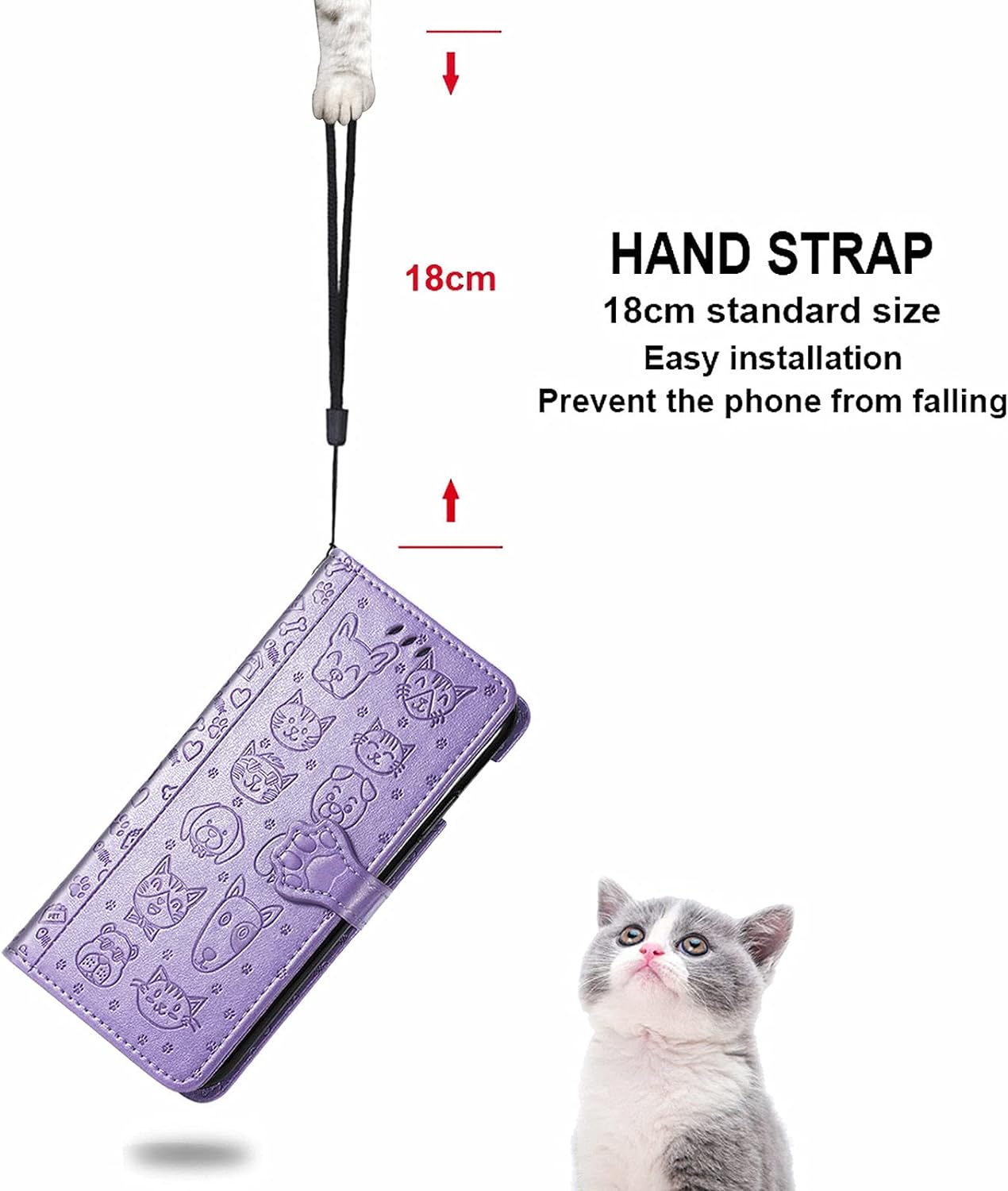 Ccsmall Oneplus Nord N200 Cartoon Girl Wallet Case,Kawaii Cat Dog Style Flip Phone Cover with ID Card Holder & Kickstand PU Leather Magnetic Clasp Case for Oneplus Nord N200 MG Purple  CCSmall   