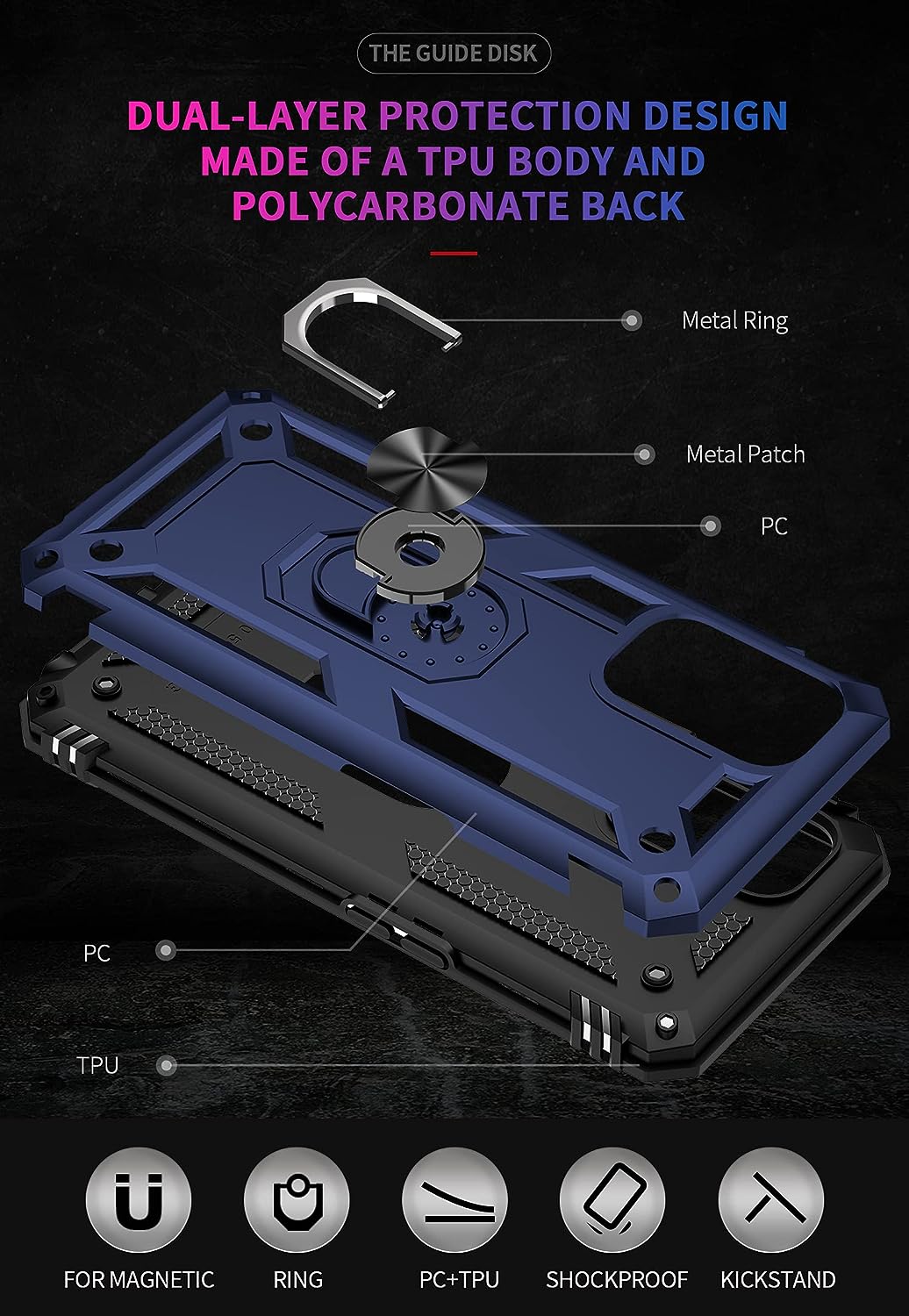 Military Grade Drop Impact for Oneplus Nord N200 5G Case Nord N200 5G Case 360 Metal Rotating Ring Kickstand Holder Armor Heavy Duty Shockproof Case for Oneplus Nord N200 5G Phone Case (Purple)  Dionsibei   