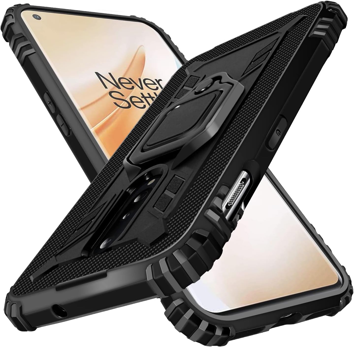 Shields up Oneplus 7T Case | 10Ft. Drop Tested | Carbon Case | Ultra Slim | Lightweight | Scratch Resistant | Shockproof Rugged Protective Cover with Kickstand for Oneplus 7T/ 1+7T -Black  Shields Up inc Black- Oneplus 8  