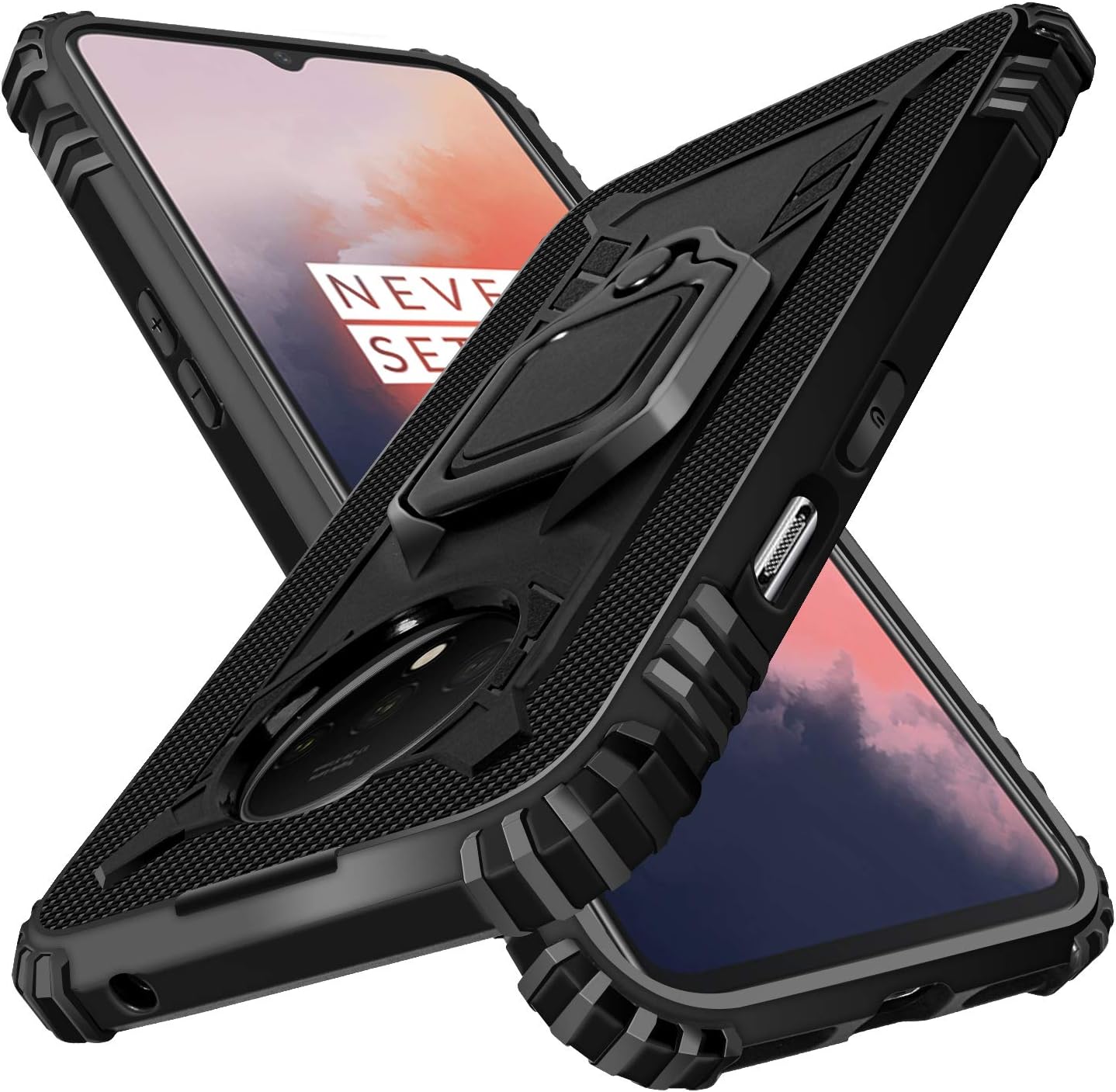 Shields up Oneplus 8 Case, 1+8 Case with Kickstand, | 10Ft. Drop Tested | Carbon Case | Ultra Slim | Lightweight | Scratch Resistant | Shockproof Rugged Protective Cover for Oneplus 8 -Black  Shields Up inc Black -Oneplus 7T  