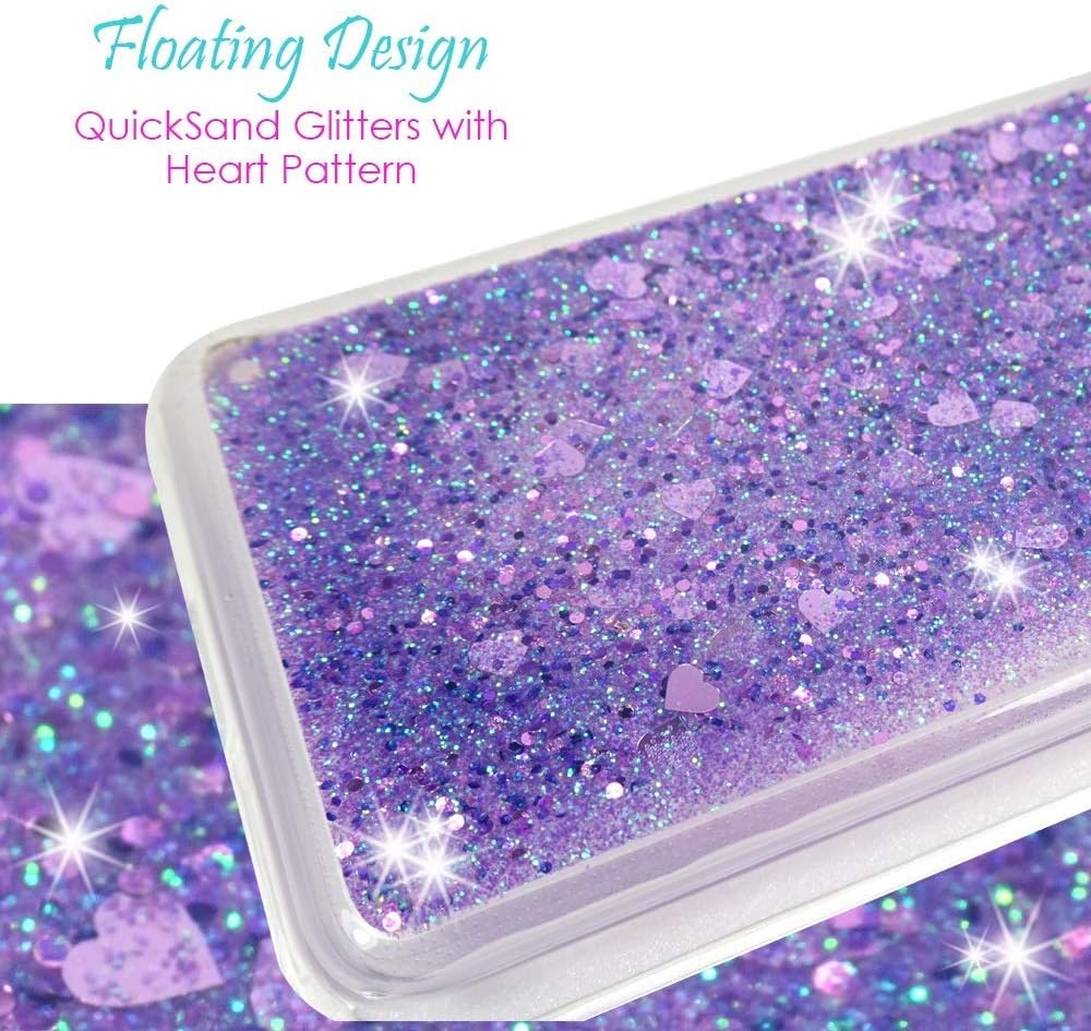 Zase Design Clear Case for Oneplus Nord N200 5G Liquid Glitter Sparkle Bling Cute Girls Women Protective Flexible Soft Cover Floating Quicksand W/Phone Ring Holder Stand (Purple)  Zase   