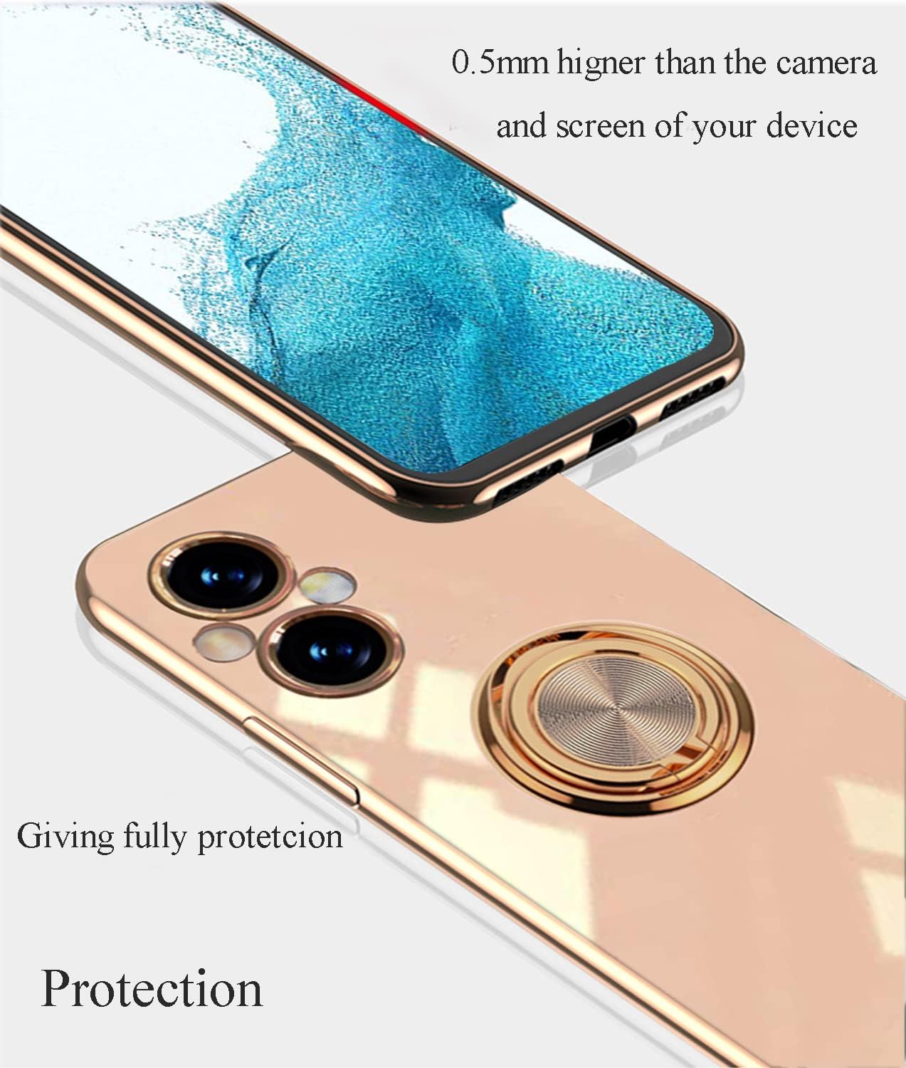 Yarxiawin Compatible for Oneplus Nord N20 5G Case Ring Holder Magnet Silicone, Oneplus N20 5G Case Thin Phone Case Aesthetic Black 360° Rotatable Metal Stand (Pink)  Yarxiawin   