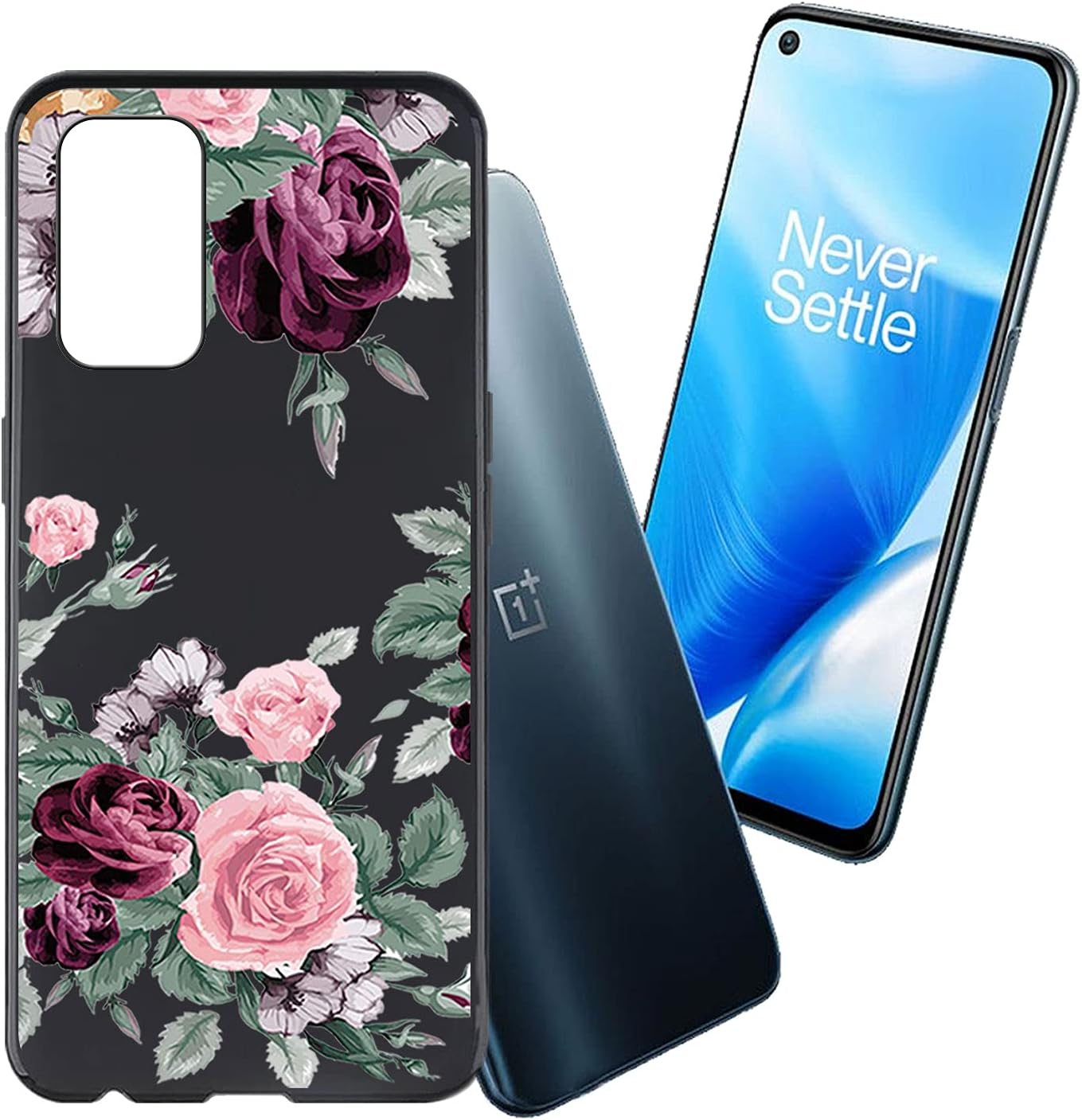 AQGG for Oneplus Nord N200 5G [6.49"] Case, Soft Silicone Bumper Shell Black Flexible Rubber Phone Protective Cases TPU Cover for Oneplus Nord N200 5G -Eyes  AQGG Red Rose - Yq12  