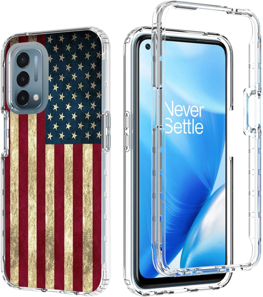 Bohefo Case for Oneplus Nord N200 5G Case, DE2117 Case with Tempered Glass Screen Protector, Full Body Cute Floral Bumper Shockproof Protective Phone Case Cover for Oneplus Nord N200 5G (Flag)  Bohefo   