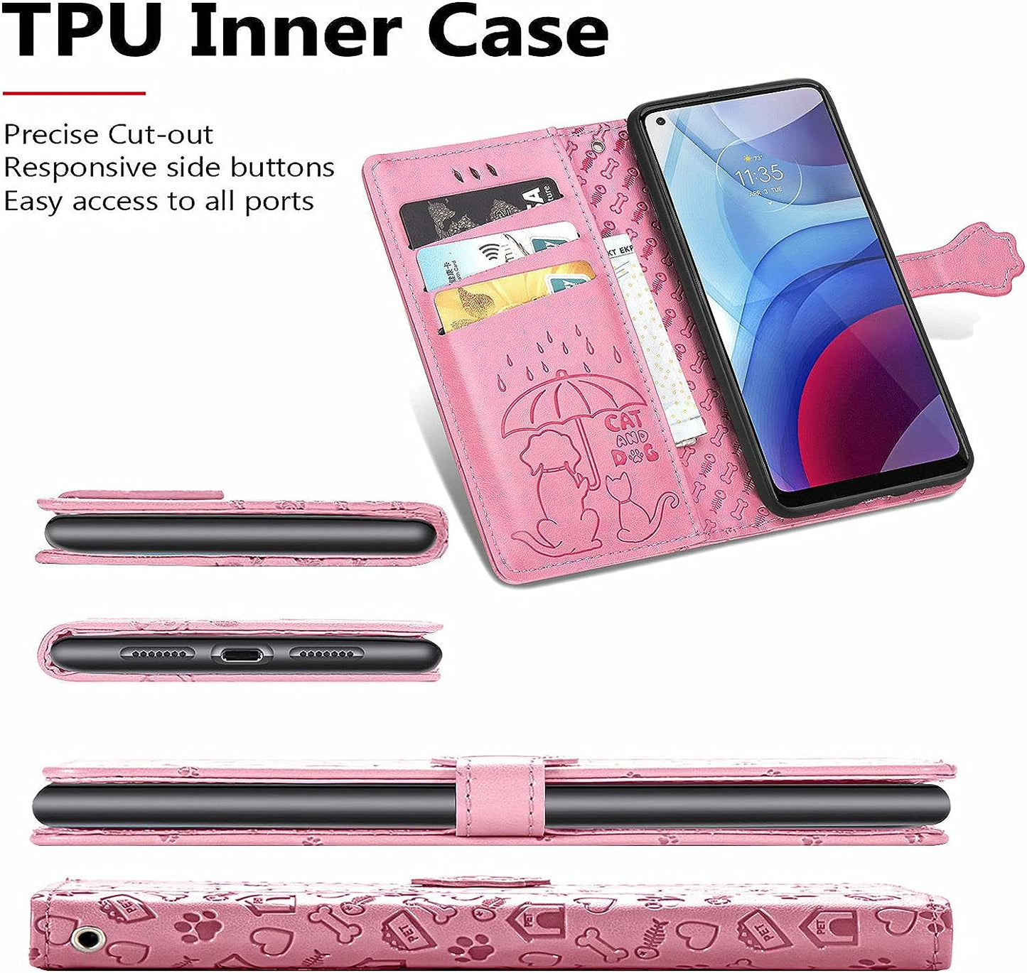 Ccsmall Oneplus Nord N200 Cartoon Girl Wallet Case,Kawaii Cat Dog Style Flip Phone Cover with ID Card Holder & Kickstand PU Leather Magnetic Clasp Case for Oneplus Nord N200 MG Pink  CCSmall   