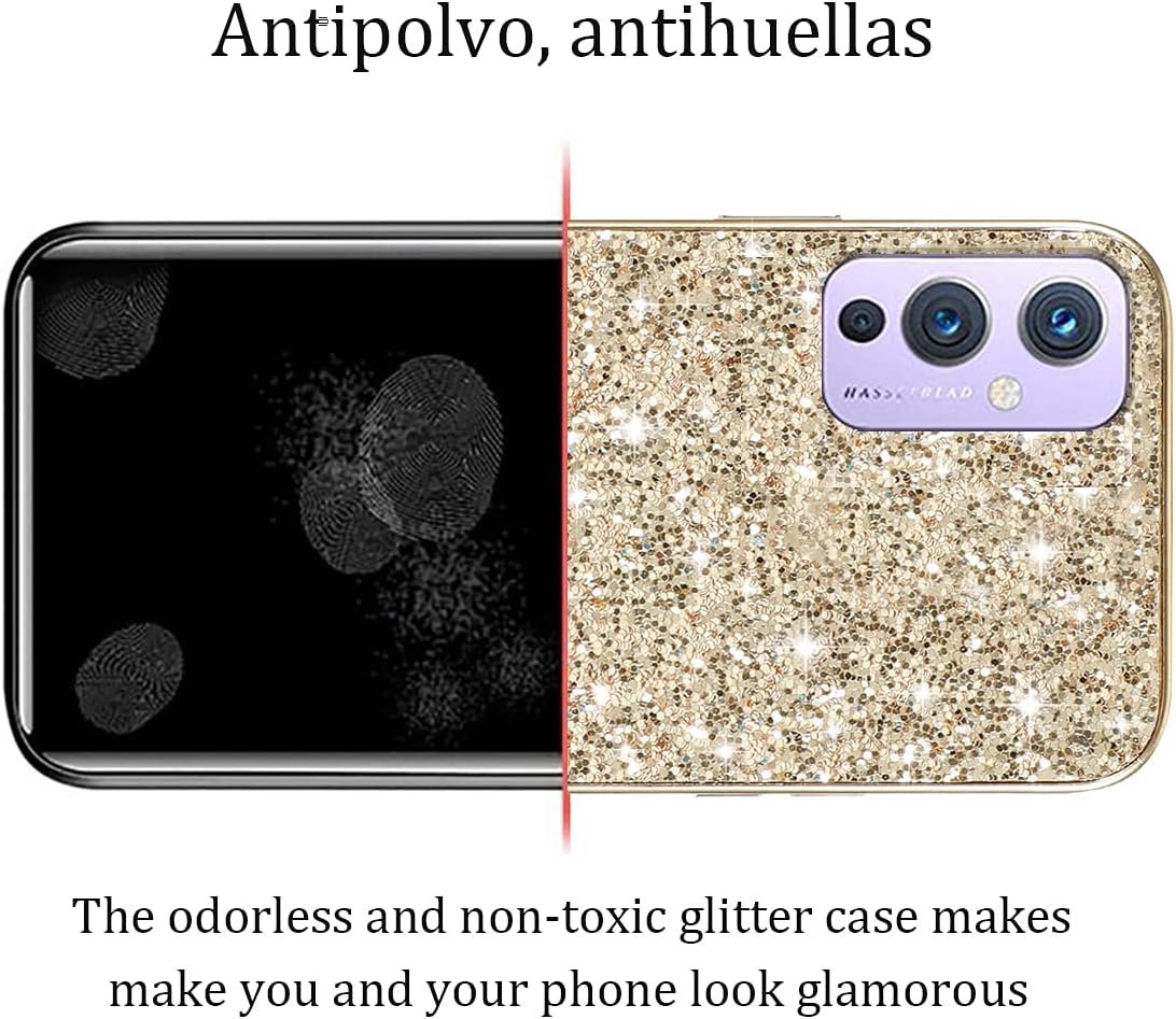 Compatible with Oneplus 9 Case Glitter Shockproof,Oneplus 9 Phone Case Bling Sparkly Soft TPU and PC Silicone Shiny Girl Women Thin Protective Cover (Gold)  Wousunly   