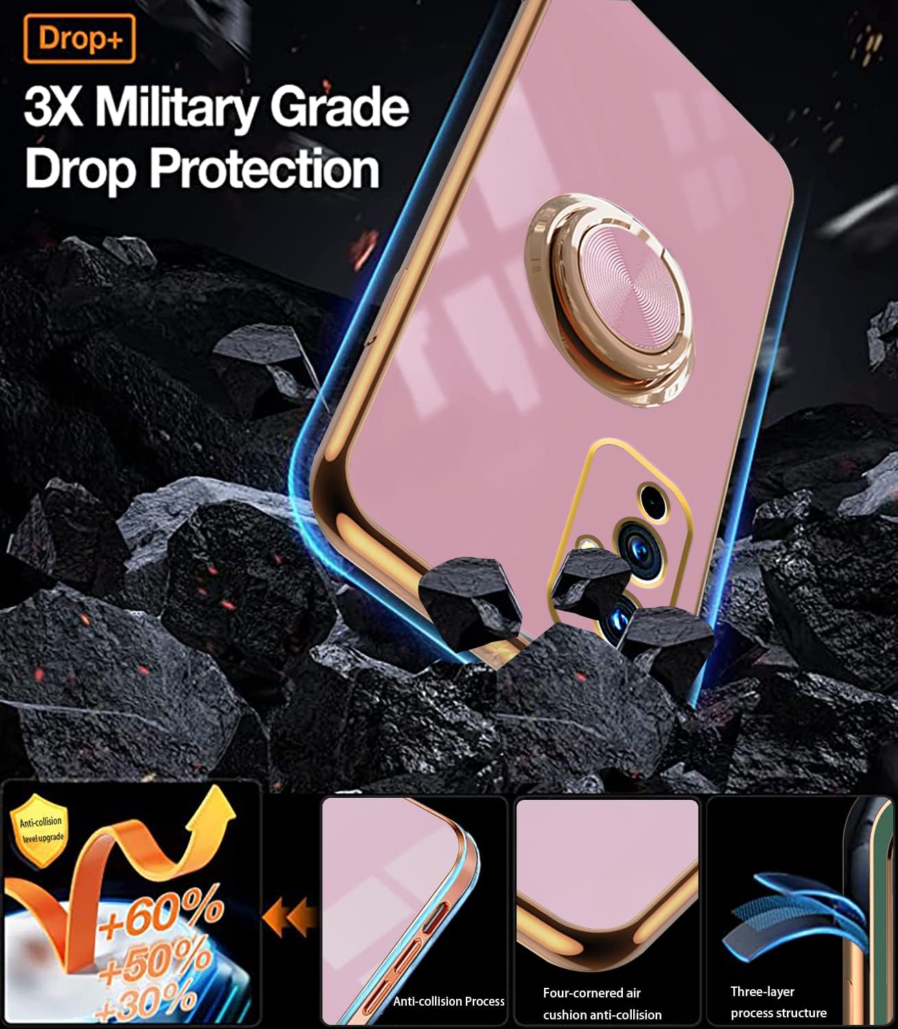 Jancyu Compatible with Oneplus 9 Case, Phone Case for One plus 9 Cute Silicone Protective Fundas with 360 Degrees Magnetic Life Holder Bracket Mobile Caver (Light Purple)  Jancyu   