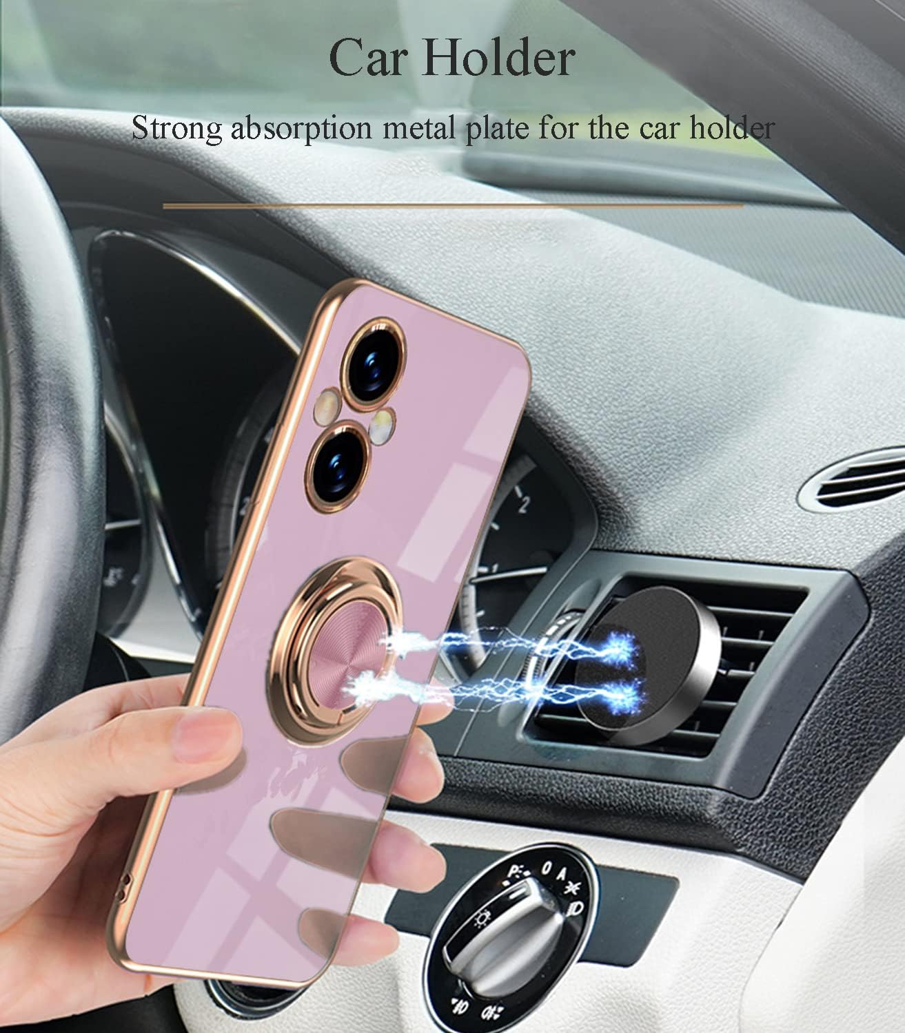 Yarxiawin Compatible for Oneplus Nord N20 5G Case Ring Holder Magnet Silicone, Oneplus N20 5G Case Thin Phone Case Aesthetic Black 360° Rotatable Metal Stand (Purple)  Yarxiawin   