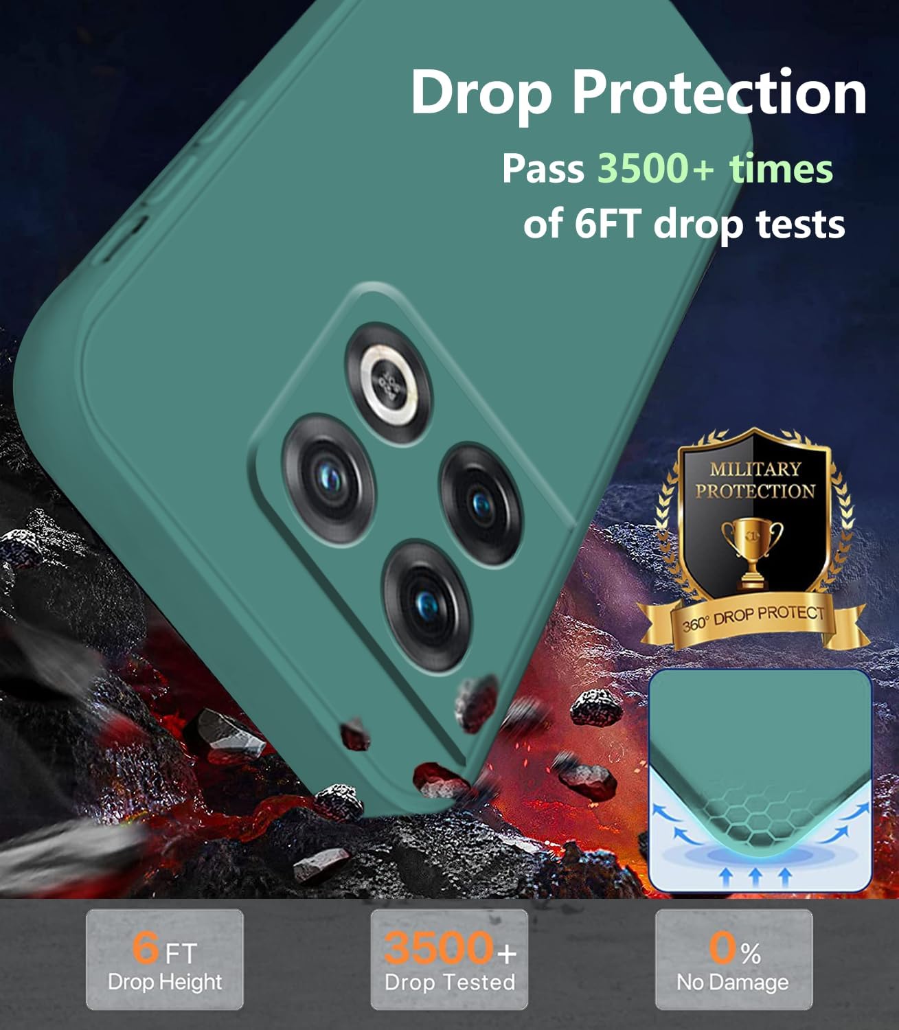 Wousunly Compatible with Oneplus 10 Pro Case Silicone Liquid Pink, Soft Smooth Touch Oneplus 10 Pro Phone Case Silicone Shockproof Thin Cover (Oneplus 10 Pro, Dark Green)  Wousunly   