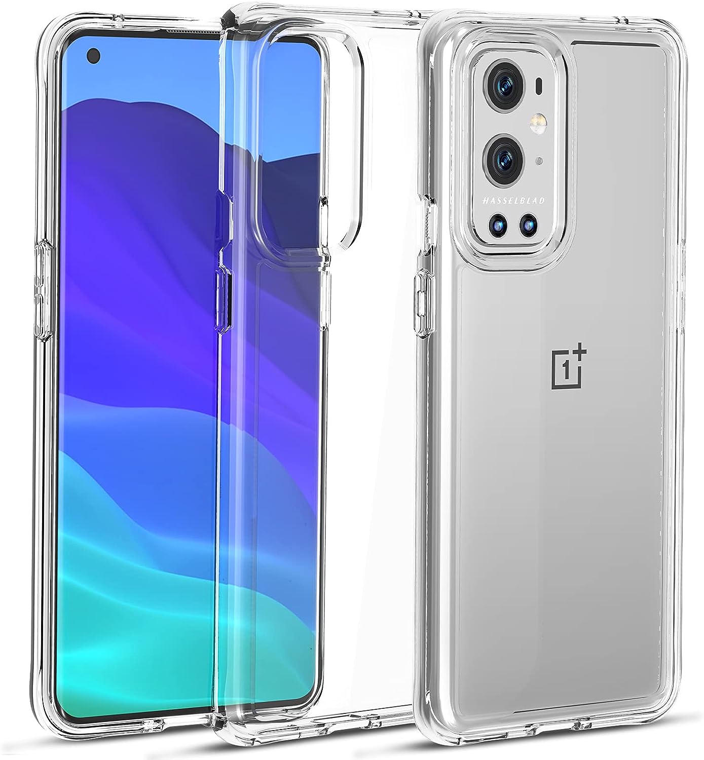 Clear Protective Case for Oneplus 9 Case Shockproof [Hard PC Back+Soft TPU Bumper] [Anti-Yellowing] [Support Wireless Charging] Protective Phone Case Cover for Oneplus 9, Transparent Clear  Eastcoo Clear Oneplus 9 Pro 
