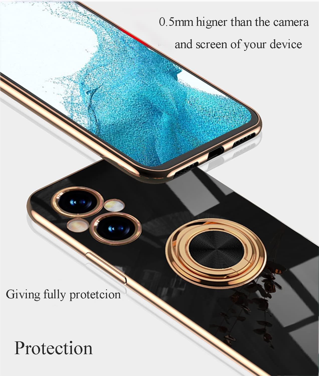 Yarxiawin Compatible for Oneplus Nord N20 5G Case Ring Holder Magnet Silicone, Oneplus N20 5G Case Thin Phone Case Aesthetic Black 360° Rotatable Metal Stand (Black)  Yarxiawin   