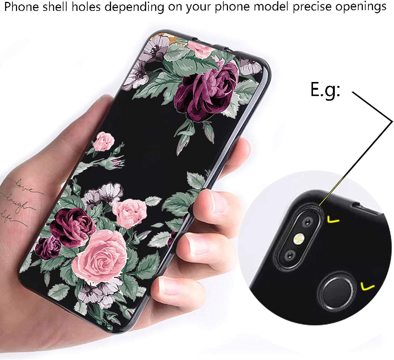 AQGG for Oneplus Nord N200 5G [6.49"] Case, Soft Silicone Bumper Shell Black Flexible Rubber Phone Protective Cases TPU Cover for Oneplus Nord N200 5G -Red Rose  AQGG   