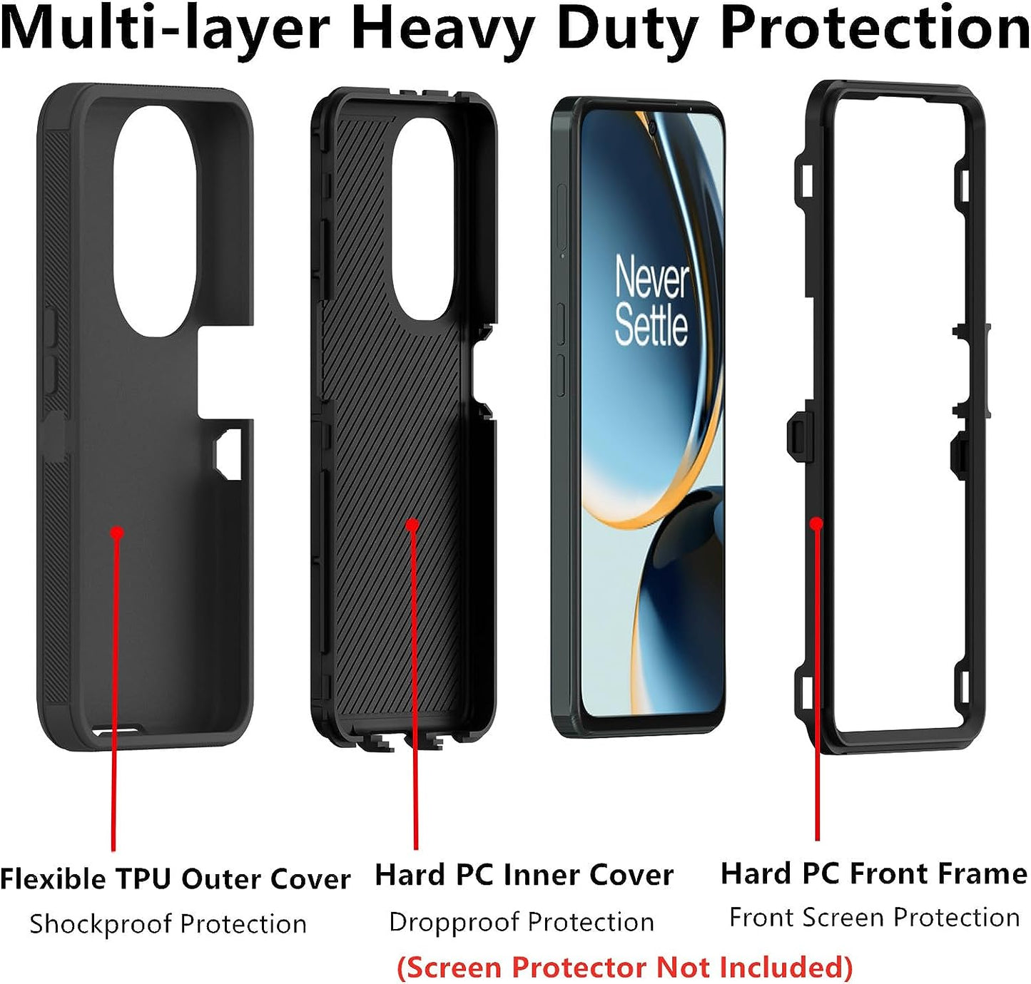 AZSXLG for Oneplus Nord N30 5G Case, Defender Case Heavy Duty Shockproof Dustproof 3 in 1 Rugged Protective Phone Cover for Oneplus Nord N30 (Black)  AZSXLG   
