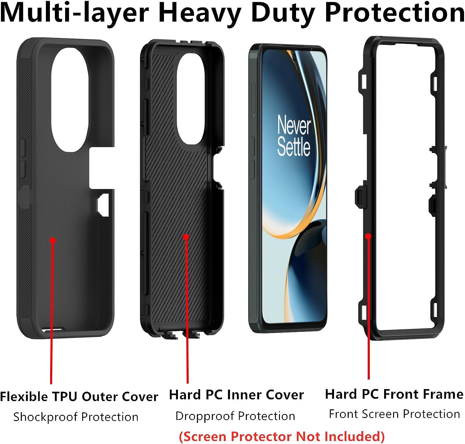 AZSXLG for Oneplus Nord N30 5G Case, Defender Case Heavy Duty Shockproof Dustproof 3 in 1 Rugged Protective Phone Cover for Oneplus Nord N30 (Black)  AZSXLG   