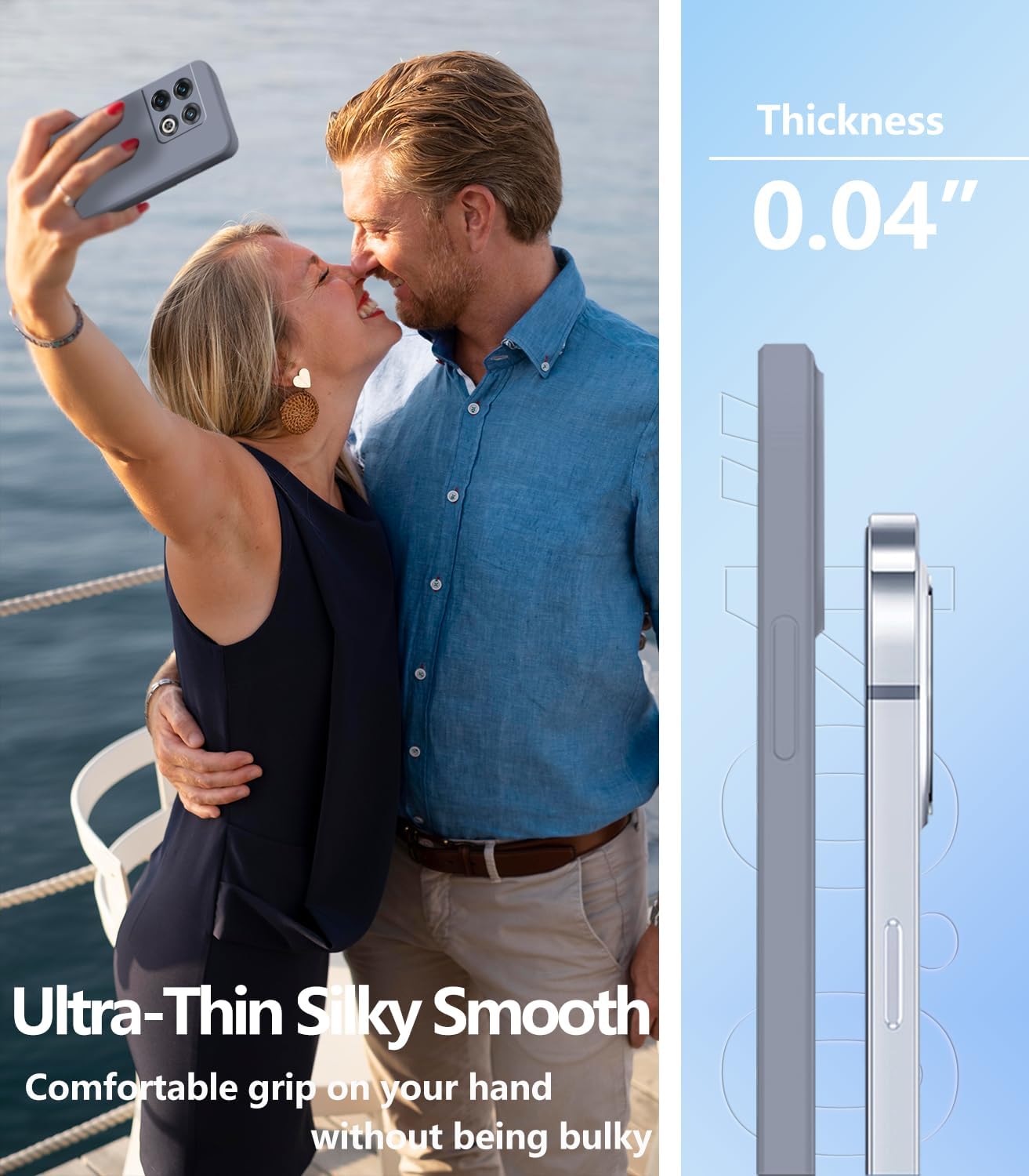 Wousunly Compatible with Oneplus 10 Pro Case Silicone Liquid Pink, Soft Smooth Touch Oneplus 10 Pro Phone Case Silicone Shockproof Thin Cover (Oneplus 10 Pro, Grey)  Wousunly   