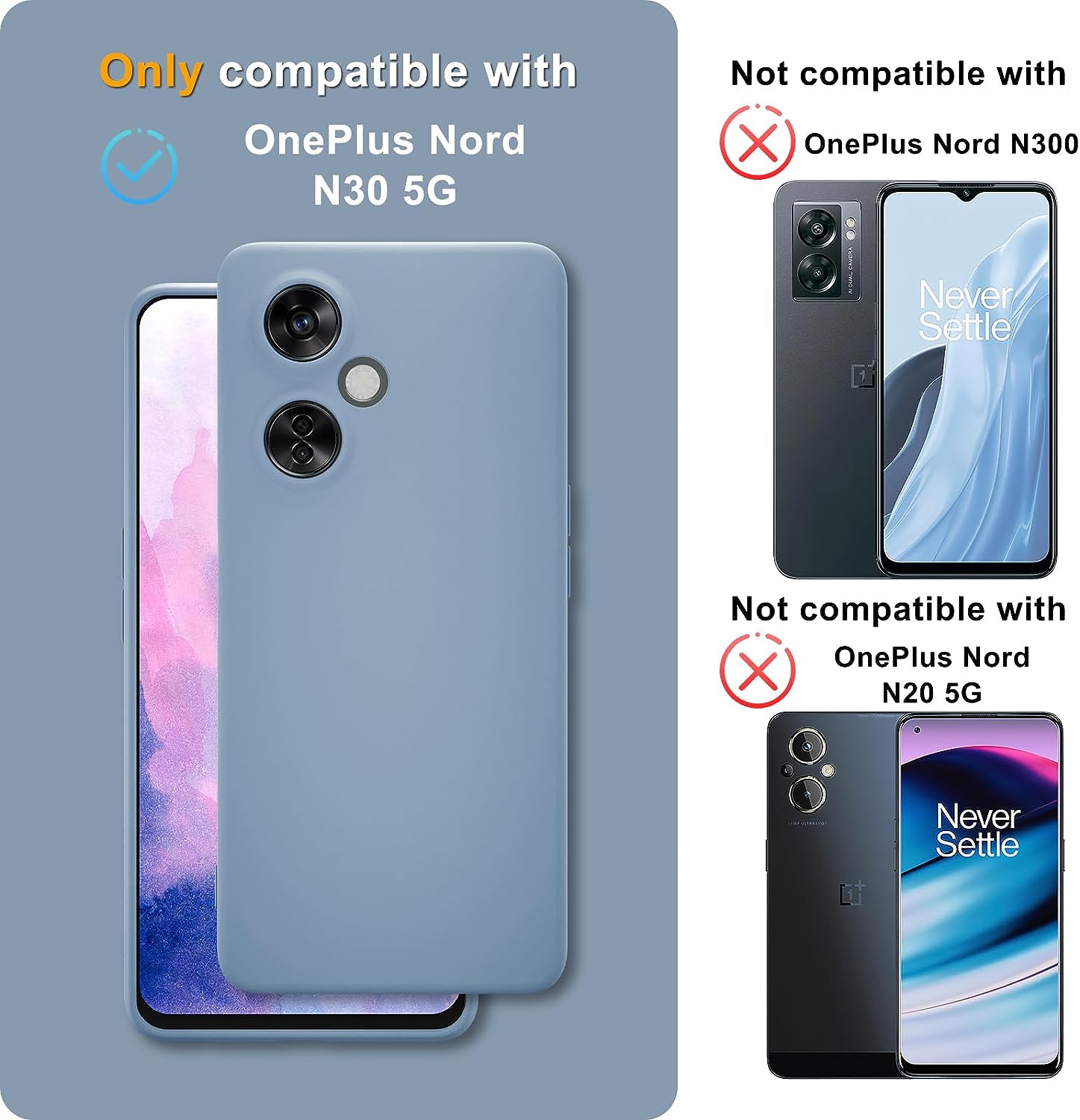 YENAPOON for Oneplus Nord N30 5G Case and 2 Pack Tempered Glass Screen Protector, Slim Liquid Silicone Shockproof Protective Case - Light Purple  YENAPOON   