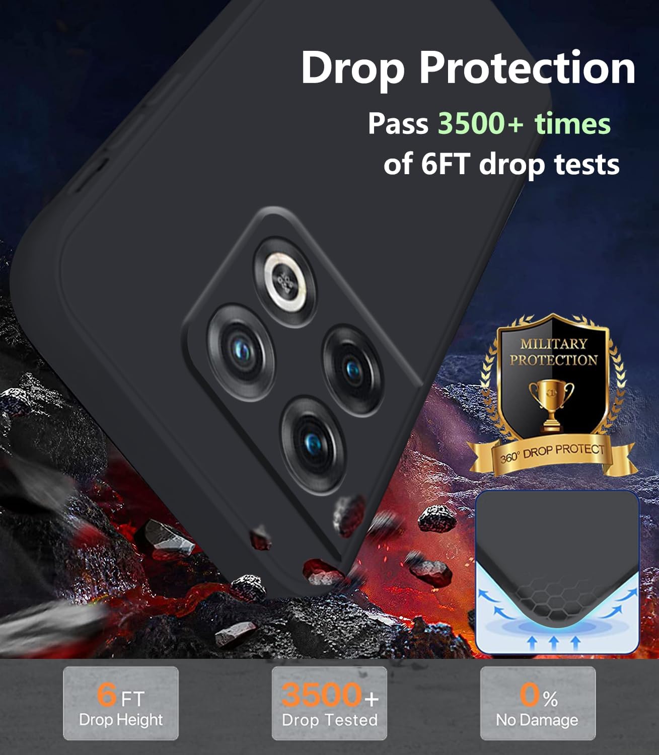 Wousunly Compatible with Oneplus 10 Pro Case Silicone Liquid Pink, Soft Smooth Touch Oneplus 10 Pro Phone Case Silicone Shockproof Thin Cover (Oneplus 10 Pro, Black)  Wousunly   