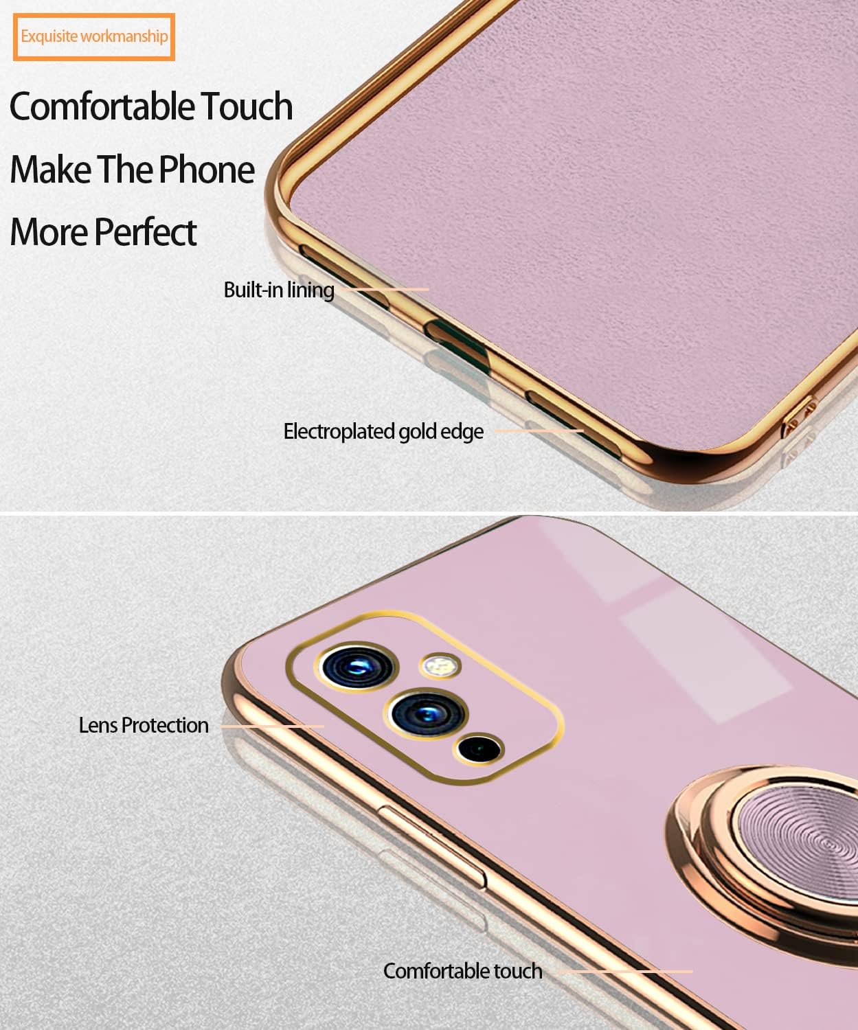 Jancyu Compatible with Oneplus 9 Case, Phone Case for One plus 9 Cute Silicone Protective Fundas with 360 Degrees Magnetic Life Holder Bracket Mobile Caver (Light Purple)  Jancyu   