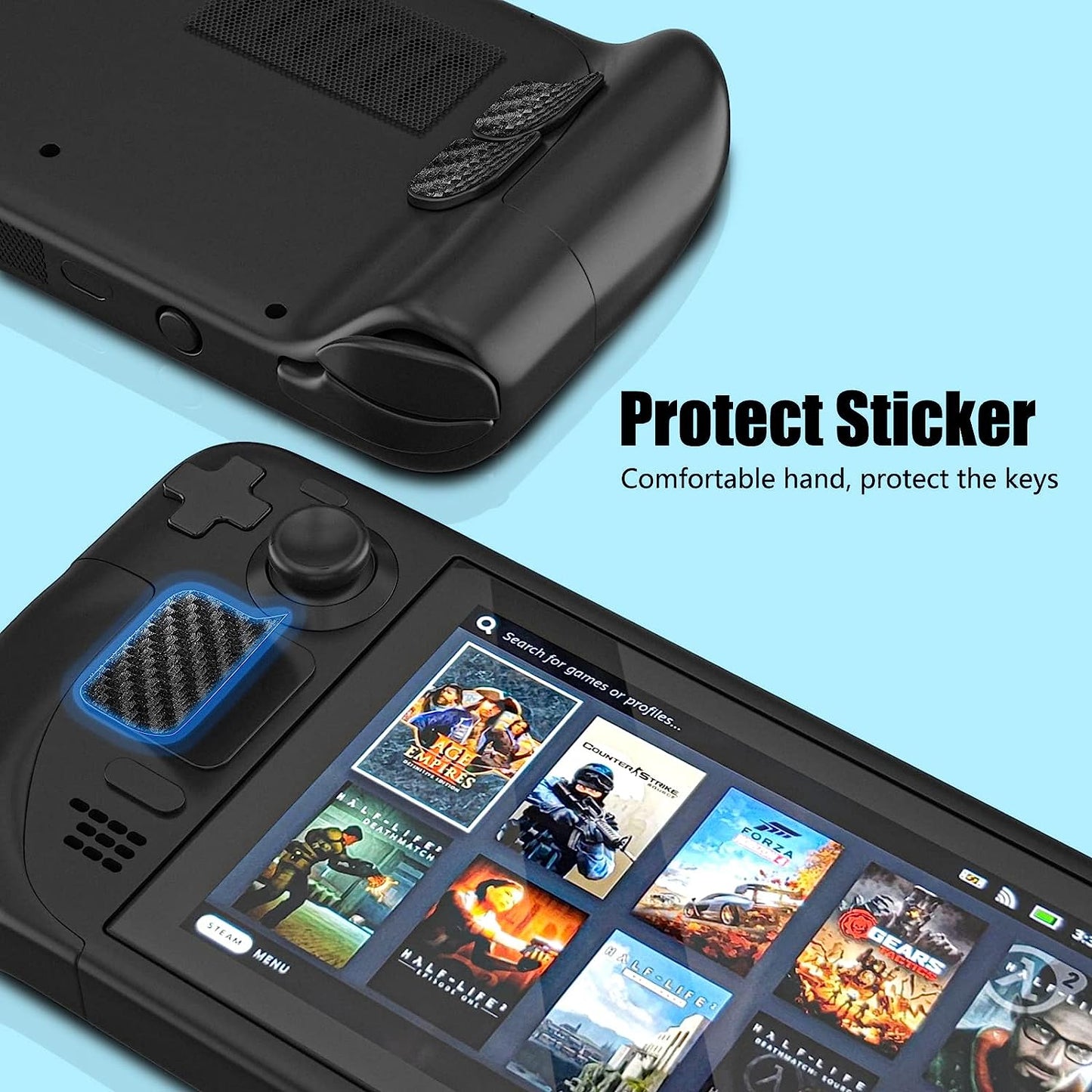 Steam Deck Accessories, Steam Deck Touch Protector, Steam Deck Dust Plug, Steam Deck Silicone Thumb Grip Caps, Vent Dust Filter Cover with Trackpads Skins - 9 in 1  ECHZOVE   