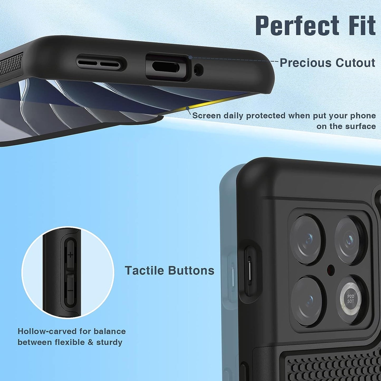 BNIUT for Oneplus 10 Pro Case Shockproof: Dual Layer Protective Heavy Duty Cell Phone Cover Rugged with Non Slip Textured Back - Military Protection Bumper Tough - 6.7Inch (Matte Black)  binghexin   