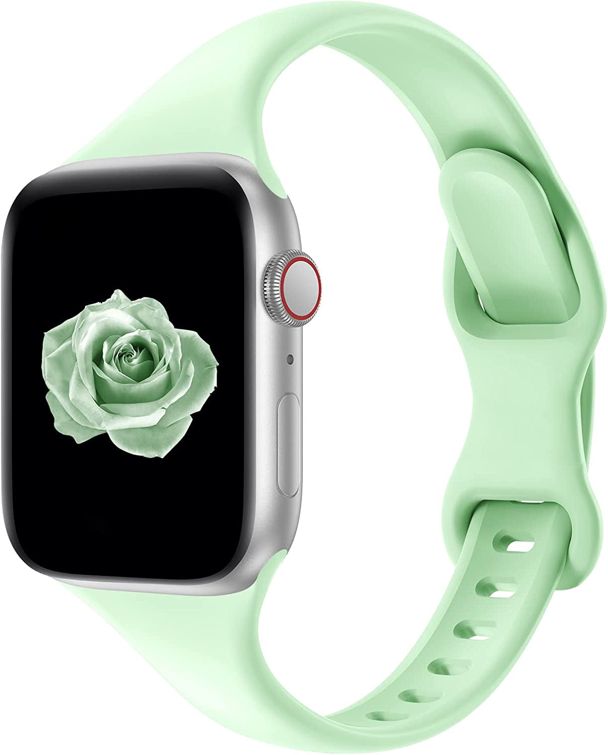 Acrbiutu Bands Compatible with Apple Watch 38Mm 40Mm 41Mm 42Mm 44Mm 45Mm 49Mm, Slim Thin Narrow Replacement Silicone Sport Strap Wristbands for Iwatch Series Ultra 8/7/6/5/4/3/2/1 SE Women Men  Acrbiutu Pistachio 42/44/45/49mm 