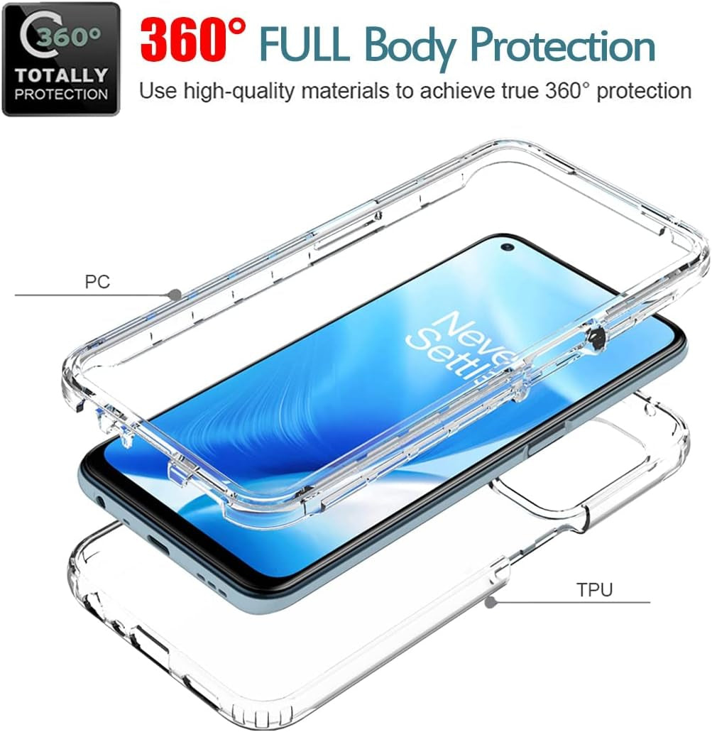 Zoeirc Case for Oneplus Nord N200 5G Case, Oneplus N200 DE2117 Case with Tempered Glass Screen Protector, Soft 360 Full Body Shockproof Bumper Crystal Clear Case Cover for Oneplus Nord N200 (Clear)  Zoeirc   