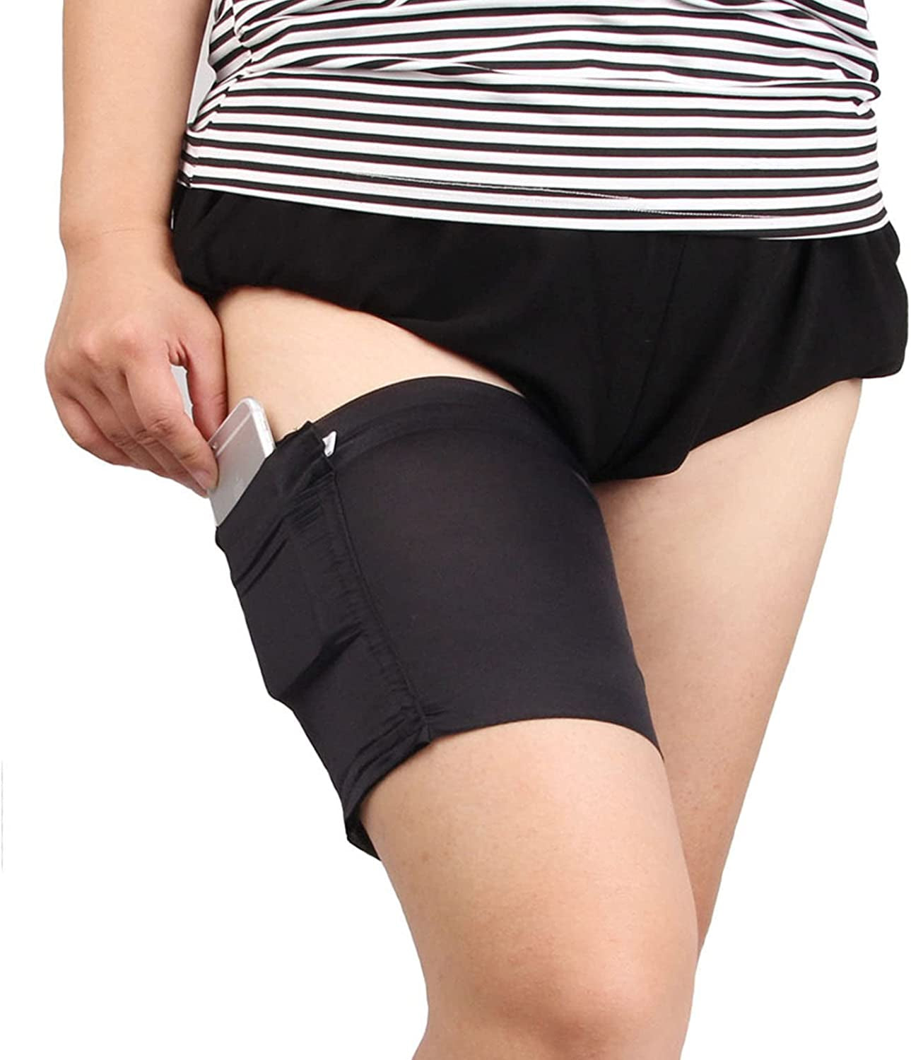 RUFTUP Thigh Sock Strap | Anti-Slip Phone and Credit Card Holder - Anti-Abrasion and Non-Slip Thigh Sock Strap Outdoor Supplies  RUFTUP Black Medium 