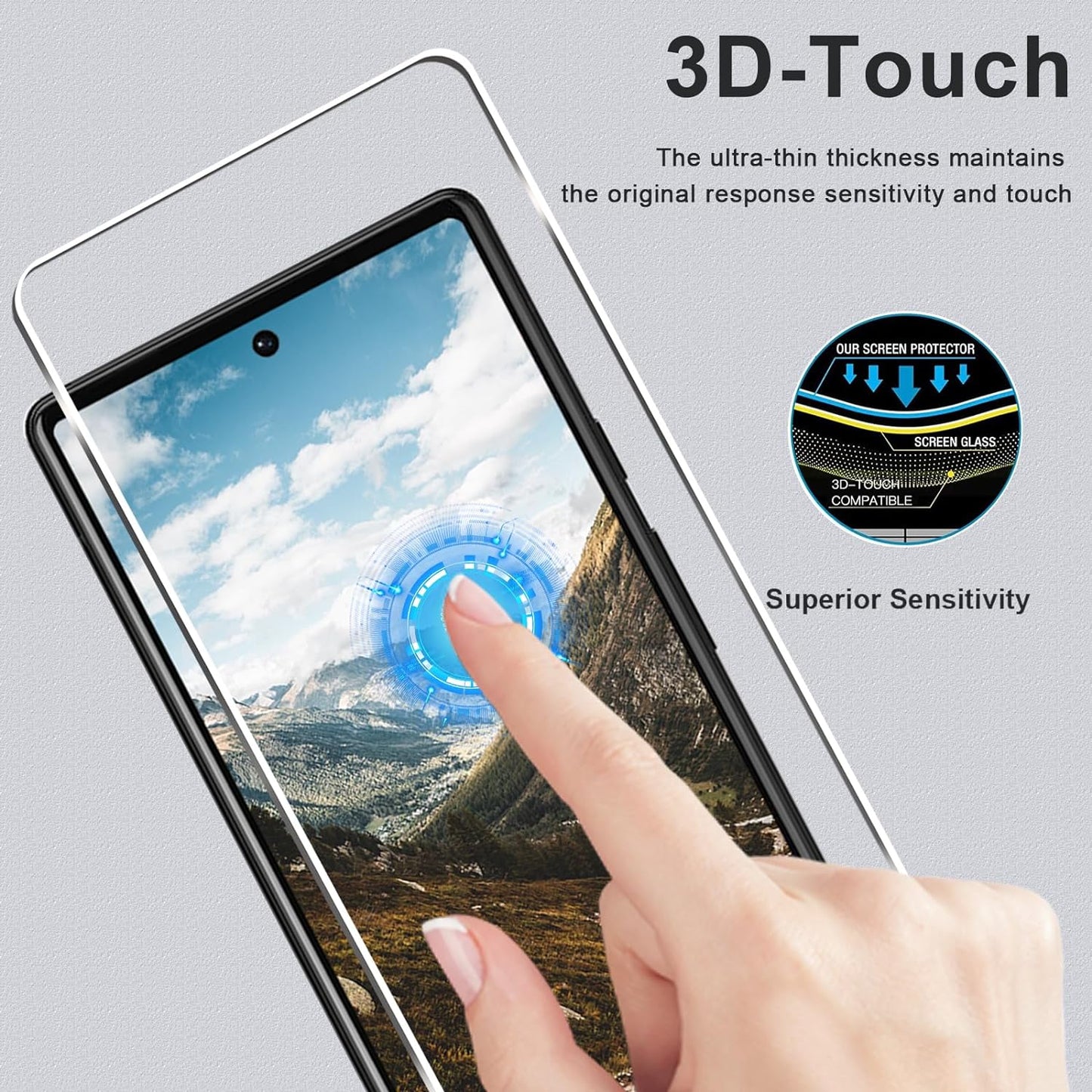 [3+3 Pack] Pixel 6 Screen Protector + Camera Lens Protector, HD Tempered Glass Film, Fingerprint Unlock, Anti-Scratch, Easy Installation, Bubble Free, 9H Glass Screen Protector for Google Pixel 6 5G  LXXMSXH   