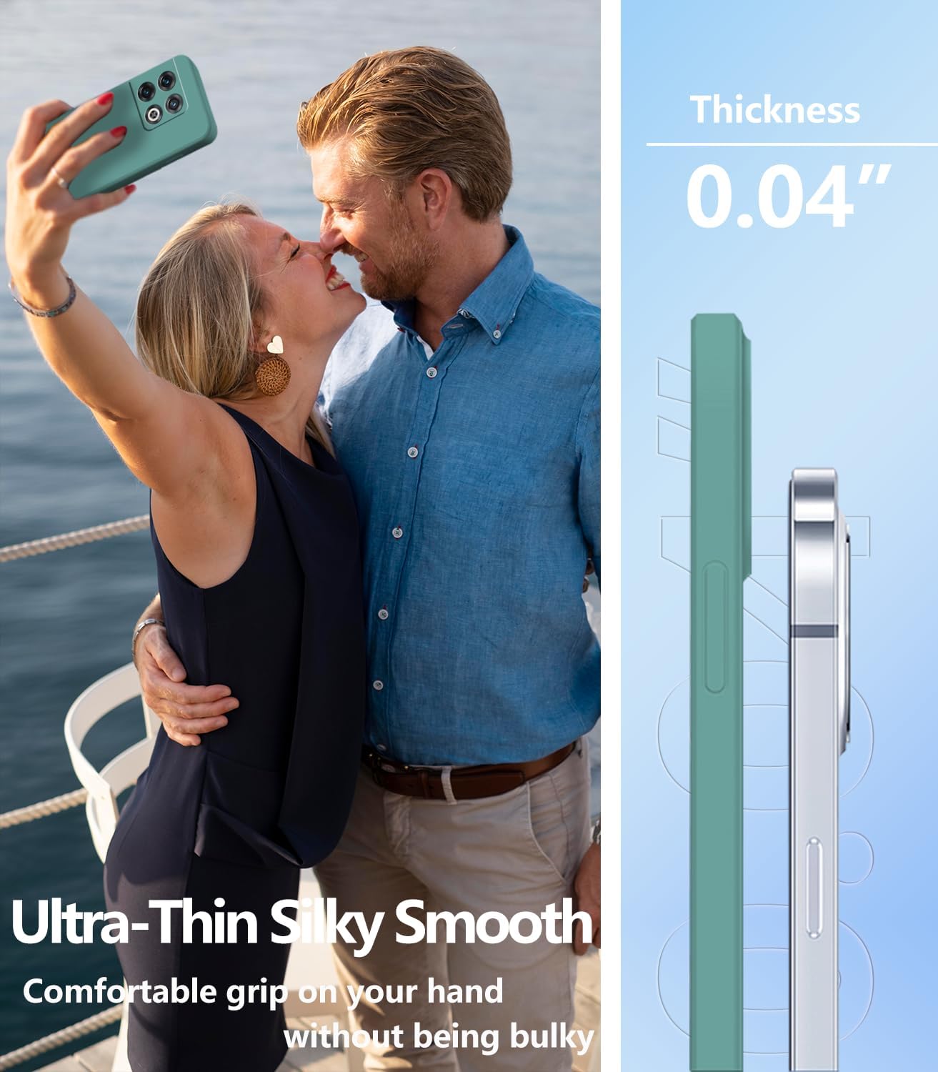 Wousunly Compatible with Oneplus 10 Pro Case Silicone Liquid Pink, Soft Smooth Touch Oneplus 10 Pro Phone Case Silicone Shockproof Thin Cover (Oneplus 10 Pro, Dark Green)  Wousunly   