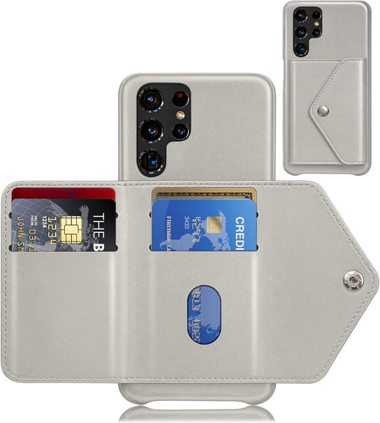 SUANPOT for Samsung Galaxy S22 Ultra Wallet Case Credit Card Holder,Pu Leather Flip Folio Book Phone Case Cover Women Men for Samsung S22 Ultra Case Wallet (Ivory)  SUANPOT   