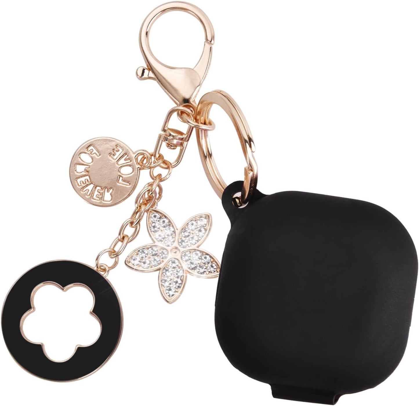 OLEBAND Galaxy Buds 2 Pro 2022/Galaxy Buds 2/Pro Case 2021/Galaxy Buds Live 2020 Case Cover,Soft Silicone Protective Cover with Cute Keychain Accesories,For Women and Girls,Purple  OLEB Black  