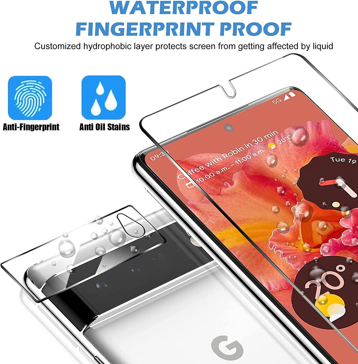 [3+3 Pack] Glass Screen Protector for Google Pixel 6 5G, 9H Tempered Glass, Ultrasonic Fingerprint Compatible,Hd Clear Case Friendly for Google Pixel 6 Glass Screen Protector  letosan   