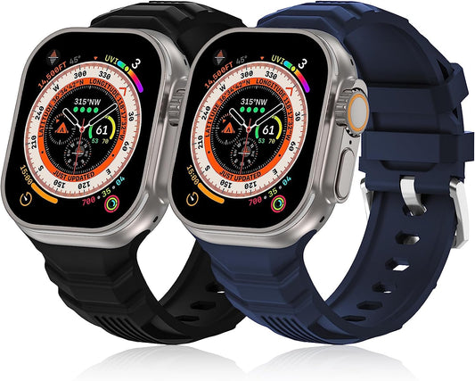 Seizehe Sport Bands Compatible with Apple Watch Ultra Band 49Mm 45Mm 44Mm 42Mm for Men, Soft Silicone Wristbands Replacement Strap for Iwatch Ultra Bands Series 8/7/SE/6/5/4/3/2/1, 2 Packs  Seizehe   