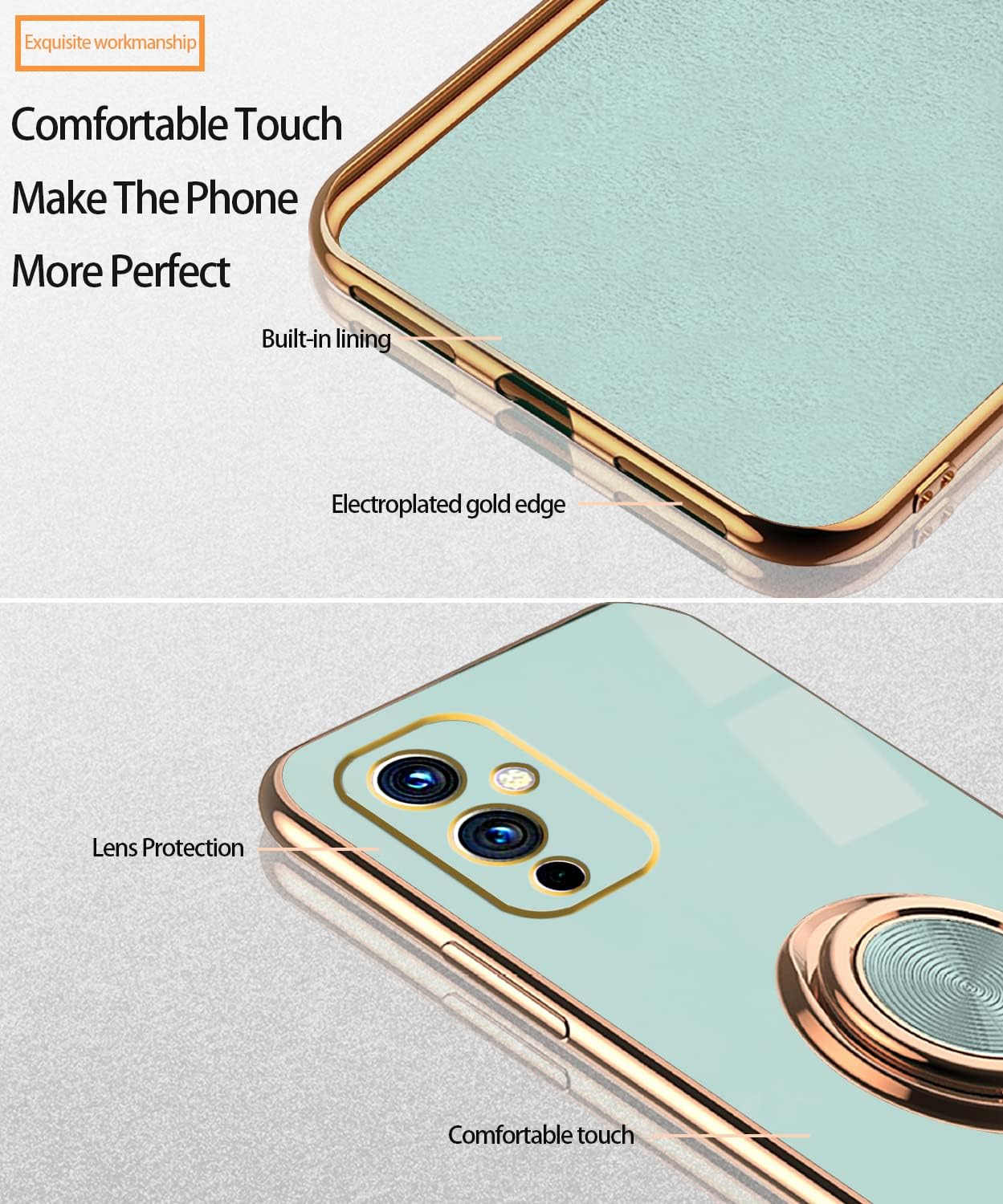 Jancyu Compatible with Oneplus 9 Case, Phone Case for One plus 9 Cute Silicone Protective Fundas with 360 Degrees Magnetic Life Holder Bracket Mobile Caver (Light Green)  Jancyu   