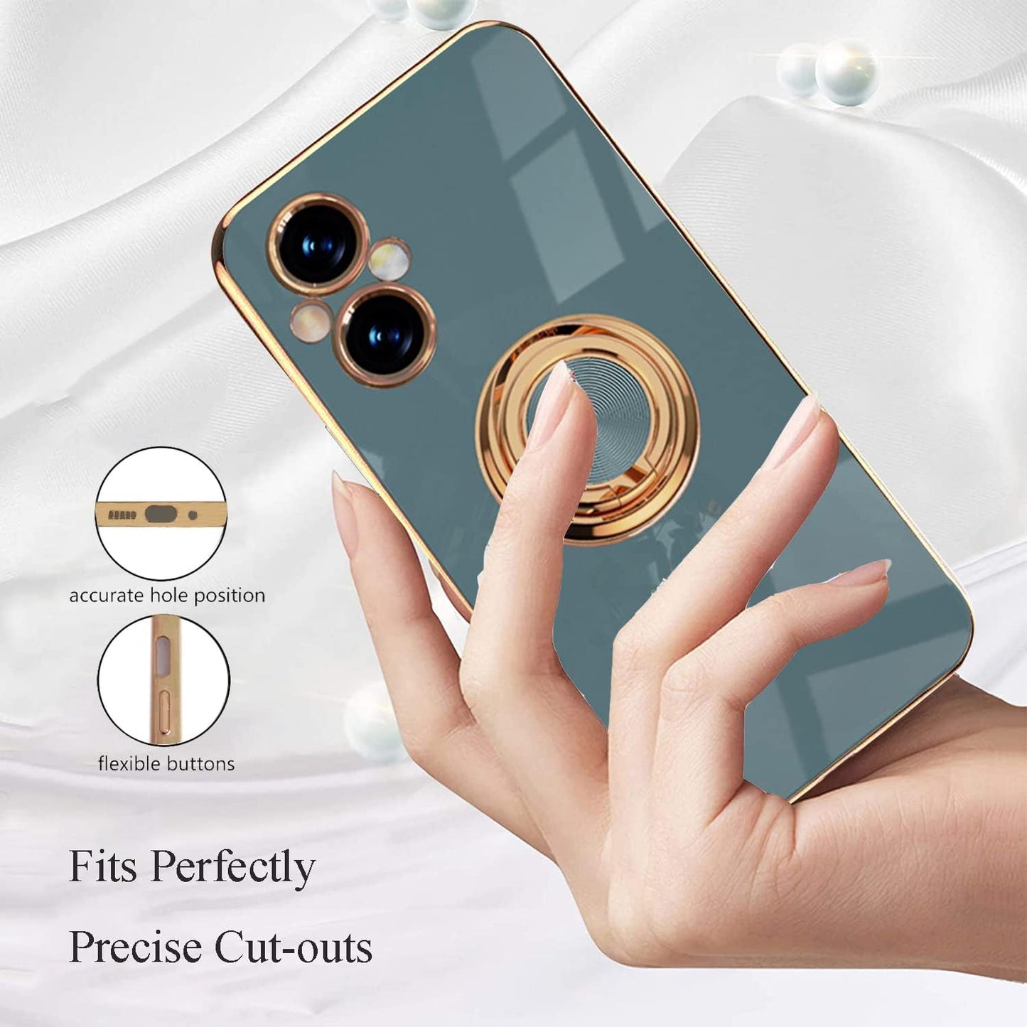 Yarxiawin Compatible for Oneplus Nord N20 5G Case Ring Holder Magnet Silicone, Oneplus N20 5G Case Thin Phone Case Aesthetic Black 360° Rotatable Metal Stand (Gray)  Yarxiawin   