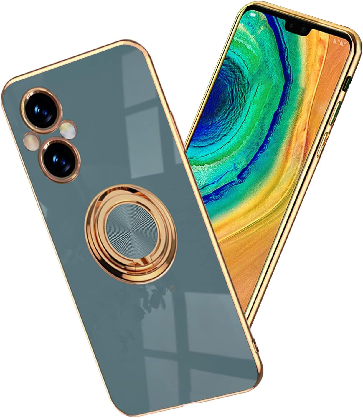 Yarxiawin Compatible for Oneplus Nord N20 5G Case Ring Holder Magnet Silicone, Oneplus N20 5G Case Thin Phone Case Aesthetic Black 360° Rotatable Metal Stand (Pink)  Yarxiawin Gray  