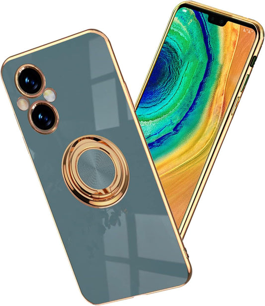 Yarxiawin Compatible for Oneplus Nord N20 5G Case Ring Holder Magnet Silicone, Oneplus N20 5G Case Thin Phone Case Aesthetic Black 360° Rotatable Metal Stand (Gray)  Yarxiawin Gray  