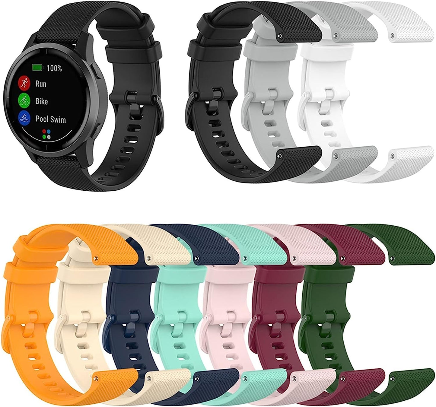 SNKB 18 20 22Mm Watch Band for Garmin Venu Vivoactive 3 Vivomove HR Silicone Wristband Strap Vivoactive4 4S Forerunner 245 645  SNKB   