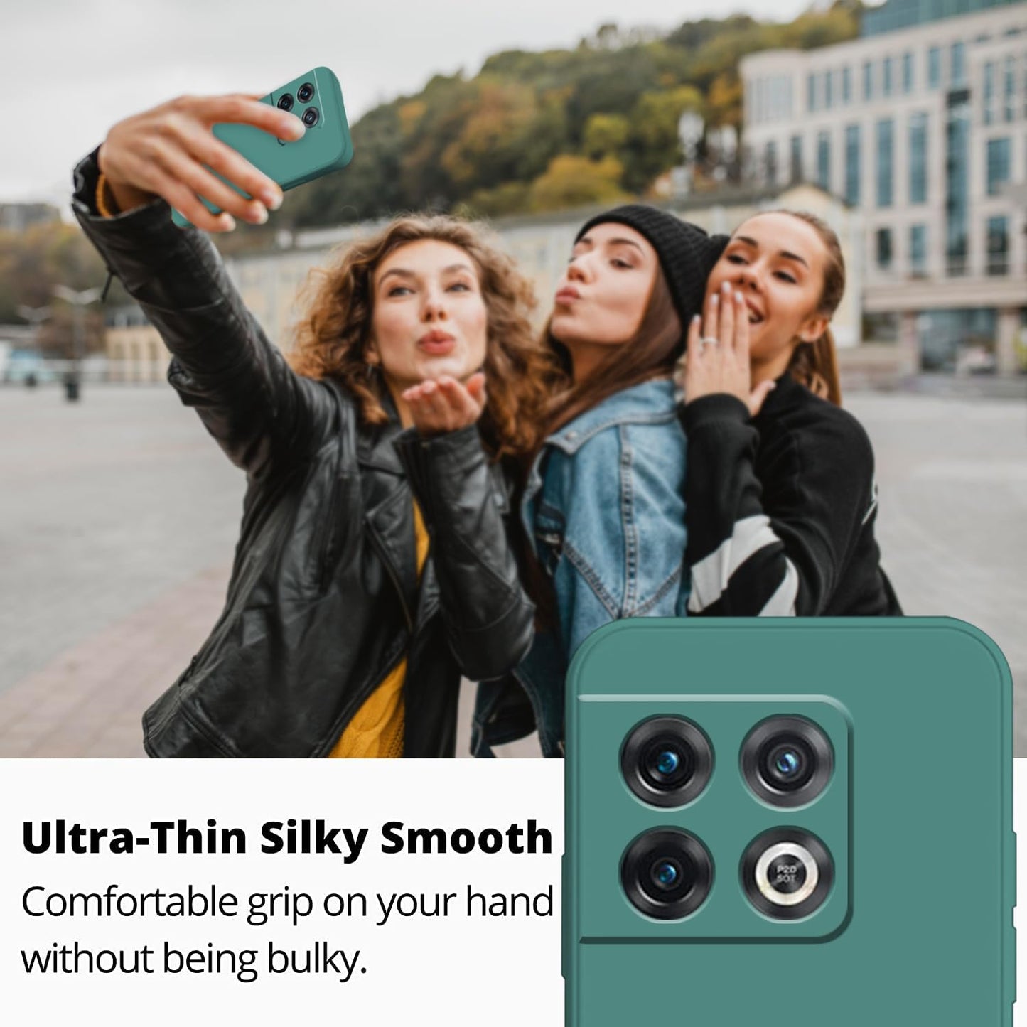 Wousunly Compatible with Oneplus 10 Pro Case Silicone Liquid Pink, Soft Smooth Touch Oneplus 10 Pro Phone Case Silicone Shockproof Thin Cover (Oneplus 10 Pro, Dark Green)  Wousunly   