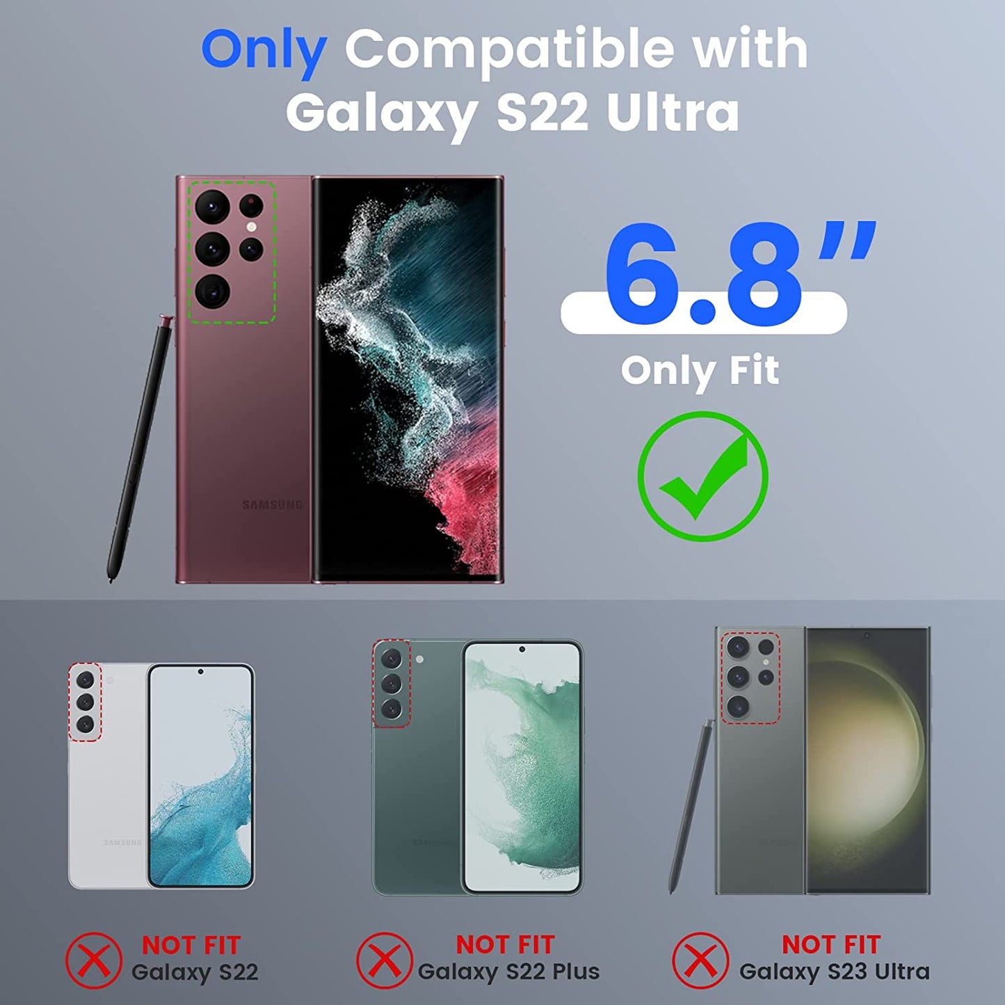 VEGO Compatible for Galaxy S22 Ultra Stand Case with Slide Camera Cover, Built-In 360° Rotate Magnetic Ring Stand Heavy Duty Protective Cover Case for Samsung Galaxy S22 Ultra 5G 6.8 Inch 2022 - Blue  VEGO   