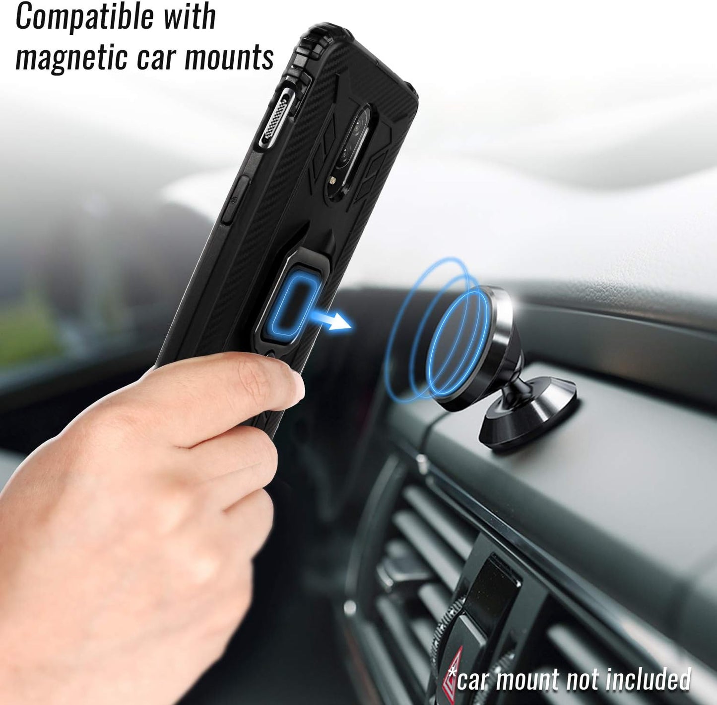 Shields up Oneplus 7 Case,Oneplus 6T Case | 10Ft. Drop Tested | Carbon Case | Ultra Slim | Lightweight | Scratch Resistant | Shockproof Rugged Protective Cover with Kickstand for Oneplus 7 -Black  Shields Up inc   