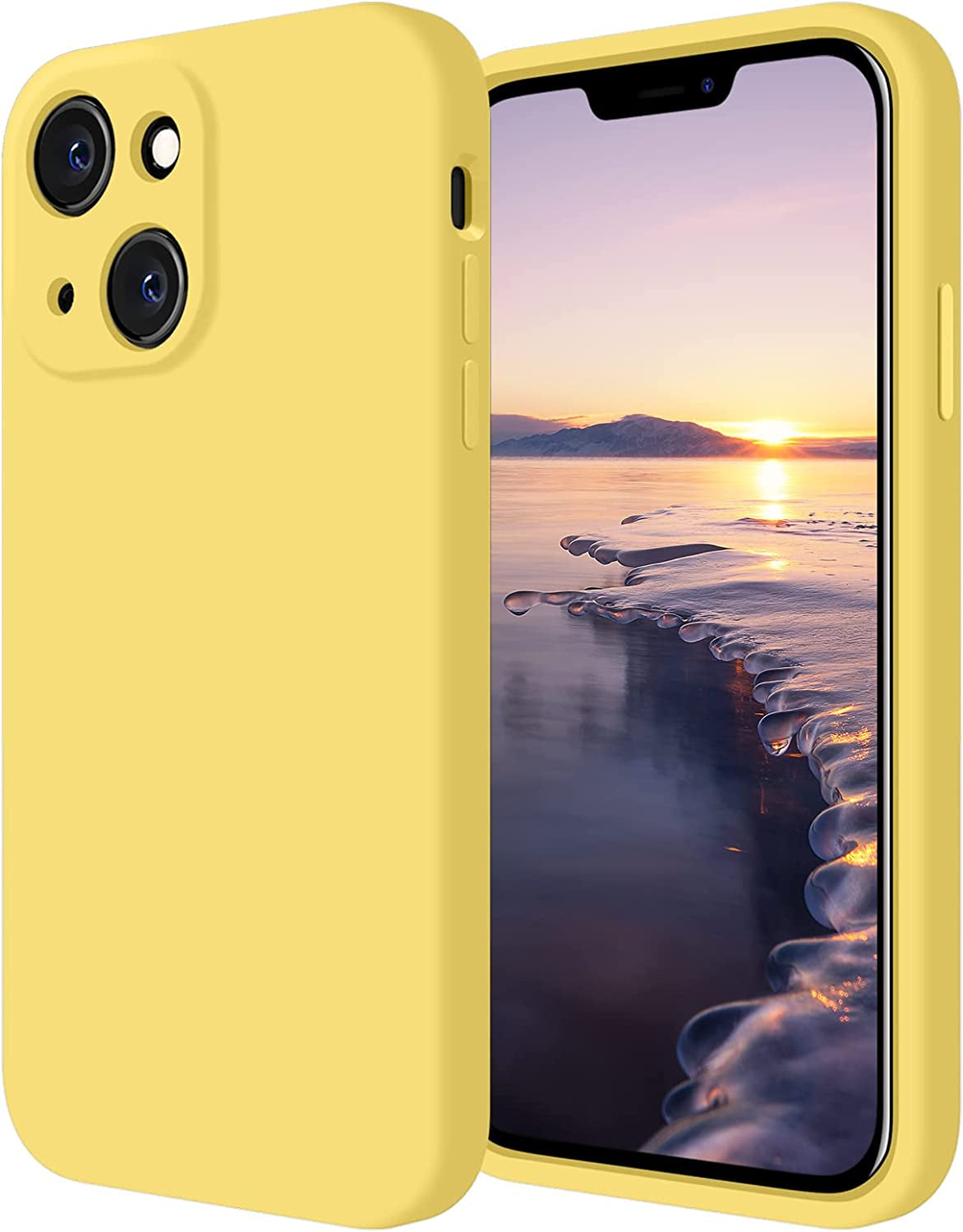 Firenova for Iphone 14 Case, Silicone Upgraded [Camera Protection] Phone Case with [2 Screen Protectors], Soft Anti-Scratch Microfiber Lining Inside, 6.1 Inch, Alpine Green  FireNova Yellow  