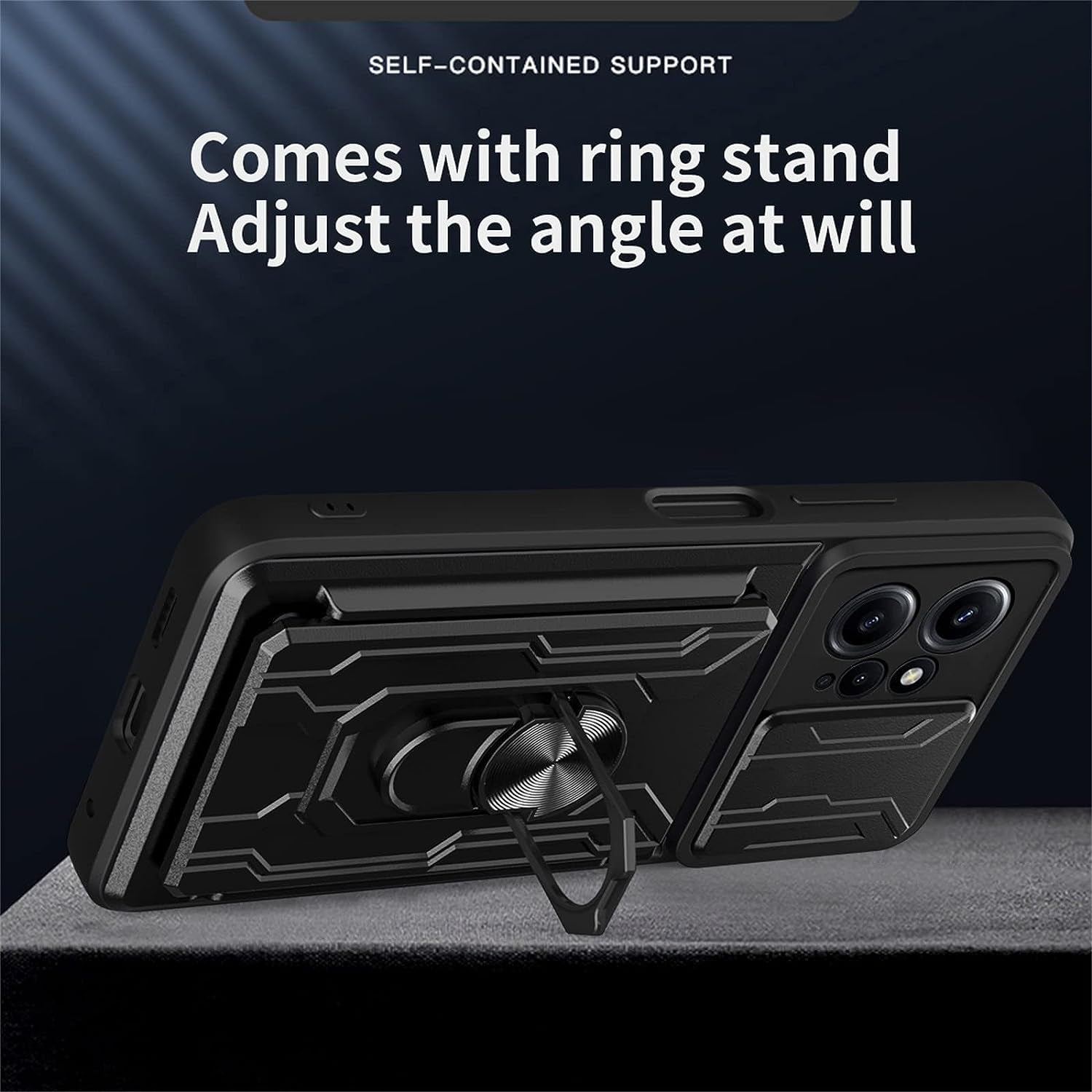 Ysnzaq Military Heavy Duty Shockproof Case for Xiaomi Redmi Note 12 4G (Not 5G), Sliding Window Lens Protective Phone Cover with Card Slot for Xiaomi Redmi Note 12 4G LJ Green  Ysnzaq   