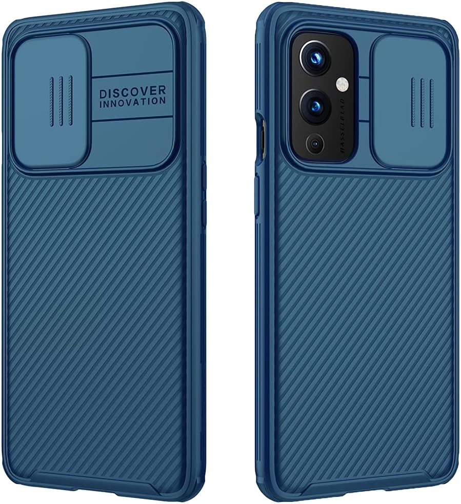 Mangix Oneplus 9 Case with Camera Cover,Oneplus 9 Slim Fit Thin Polycarbonate Protective Shockproof Cover with Slide Camera Cover, Upgraded Case for Oneplus 9 (Blue)  Nillkin Blue  