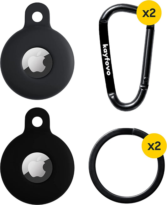 Airtag Holder, Airtag Case, Air Tag Holder, Airtag Accessories, Airtag Key Ring, Airtag Keychain, Silicone Airtag Case, 2 Pack – Grey, Black  toyshi   