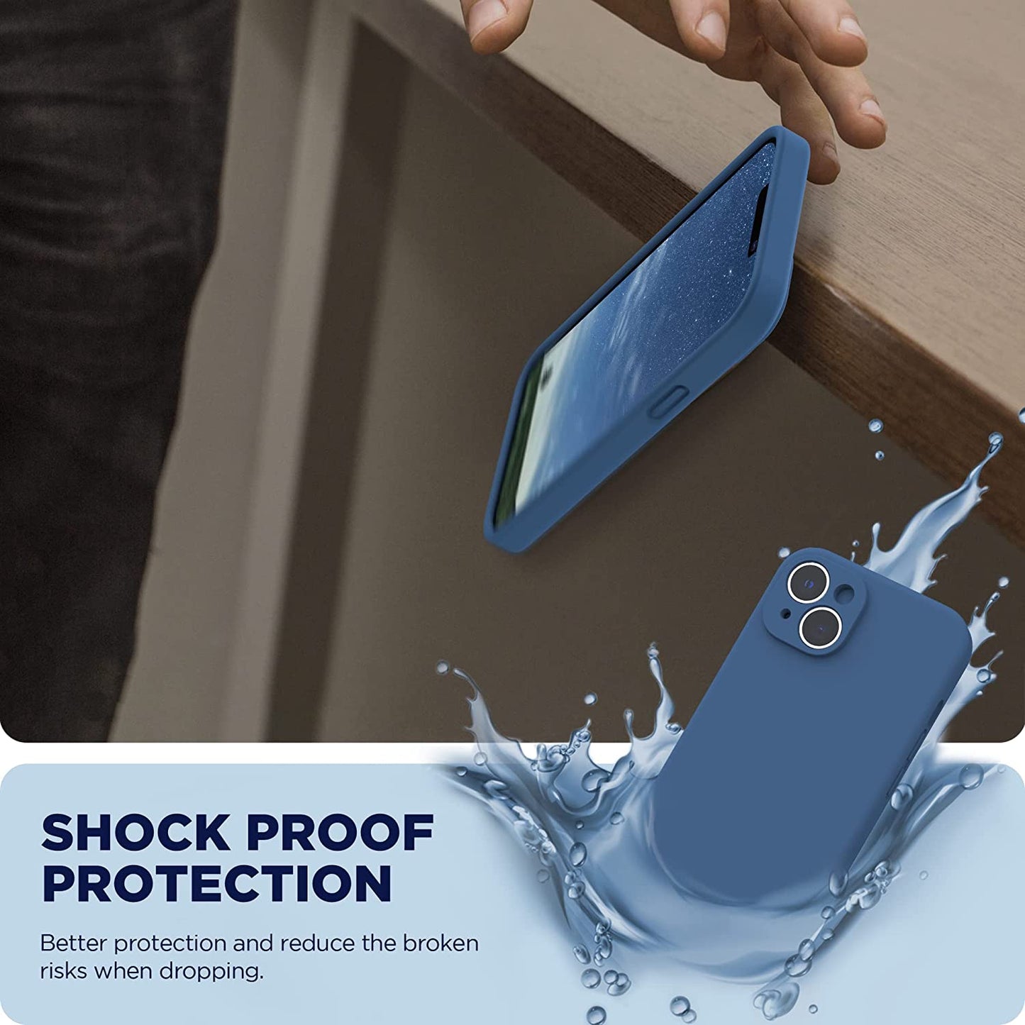 SURPHY Compatible with Iphone 14 Case with Screen Protector (Camera Protection + Soft Microfiber Lining) Liquid Silicone Phone Case 6.1 Inch 2022, Blue Jay  SURPHY   