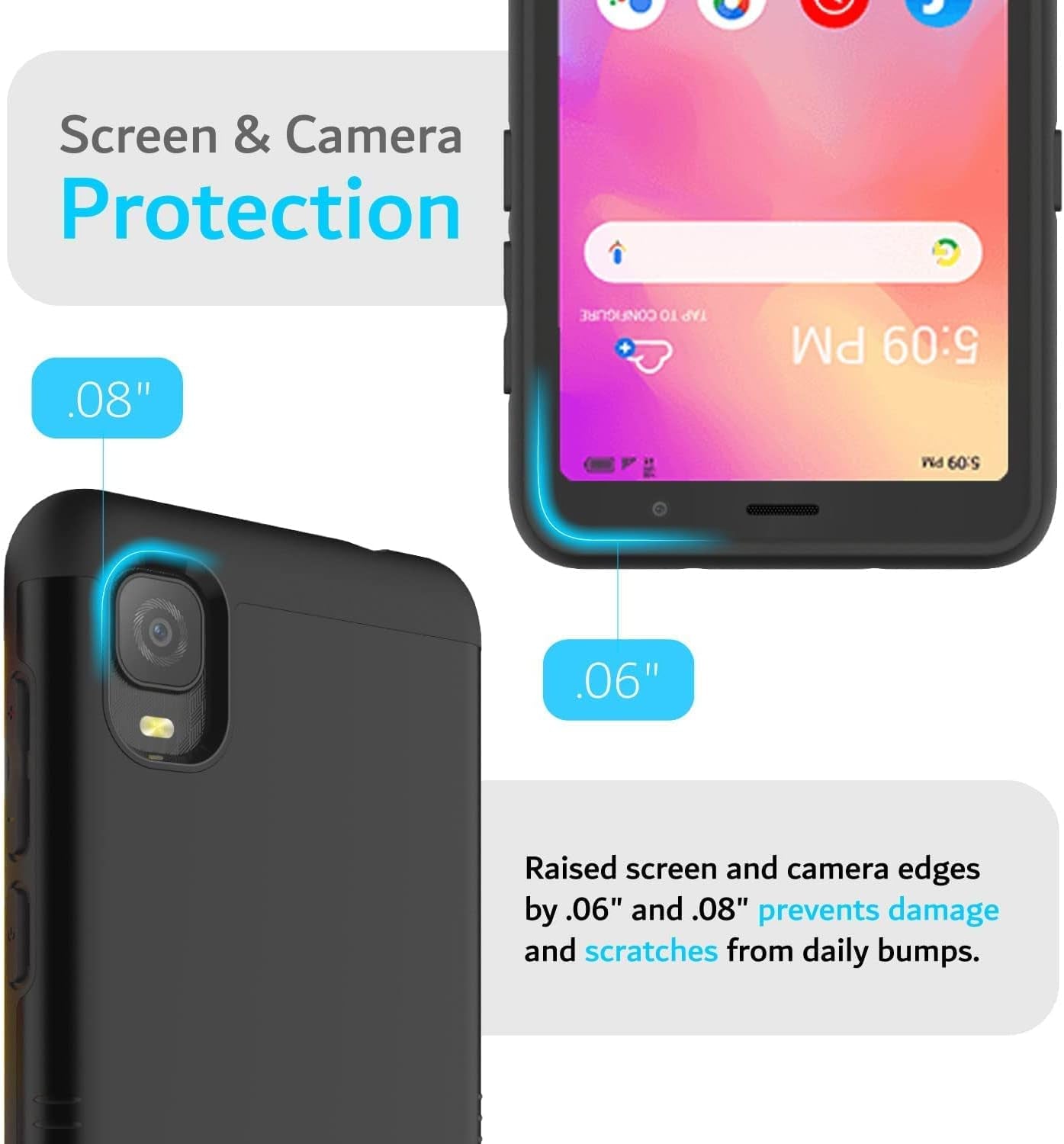 TUDIA Dualshield Designed for Alcatel TCL A3 A509DL Phone Case/Tcl A30 Case, [Merge] Shockproof Military Grade Drop Protection Dual Layer Protective Case - Matte Black  TUDIA   