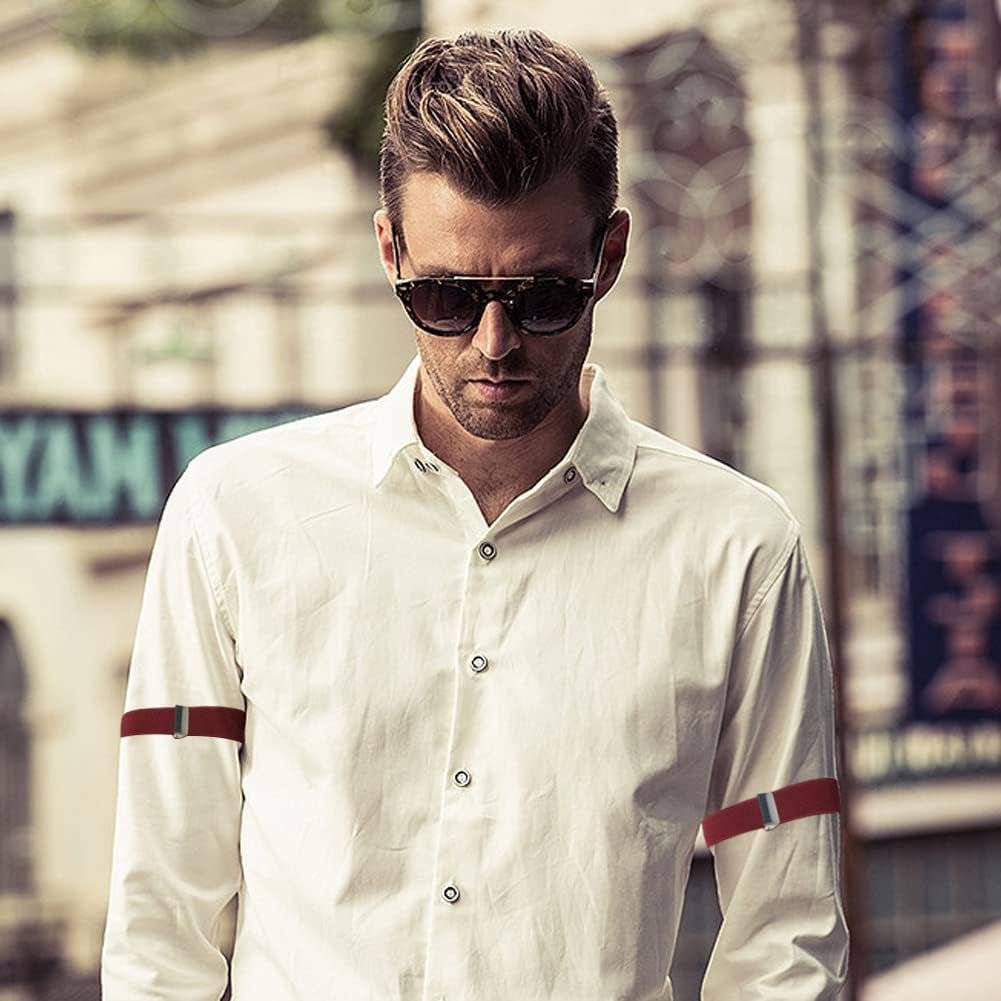 6 Pairs Arm Sleeves for Men Elastic Arm Bands Adjustable Armband Sleeve Garters Anti-Slip Shirt Garters for Men  Thinslimer   